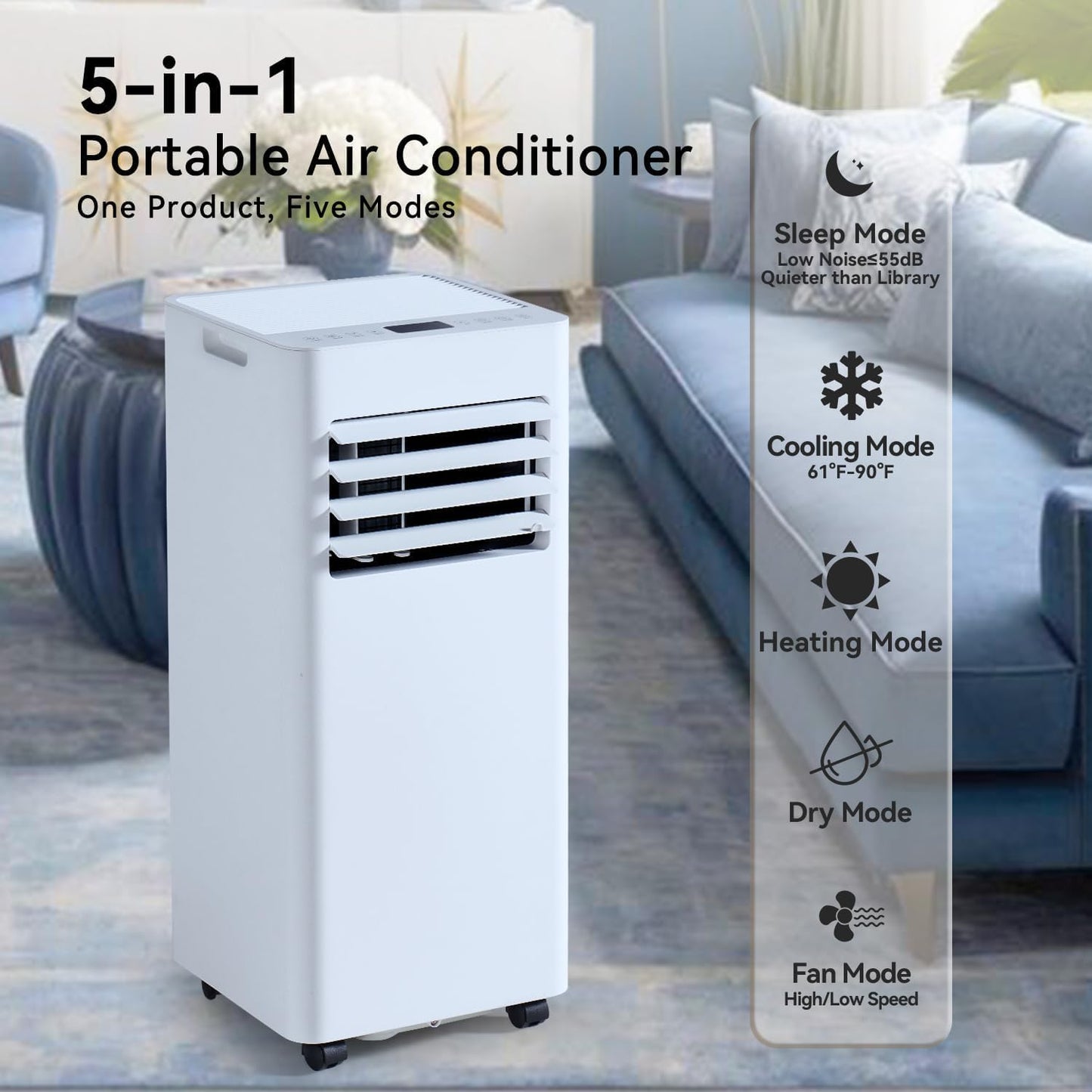 Aoxun 10020 BTU Portable Air Conditioners with Heater, 5-IN-1 Portable AC Unit, Fast Cooling,Heating,Dehumidifier, Fan & 24H Timer Quiet Sleep,Cools Up to 450 Sq.Ft,Remote Control, Window Kits