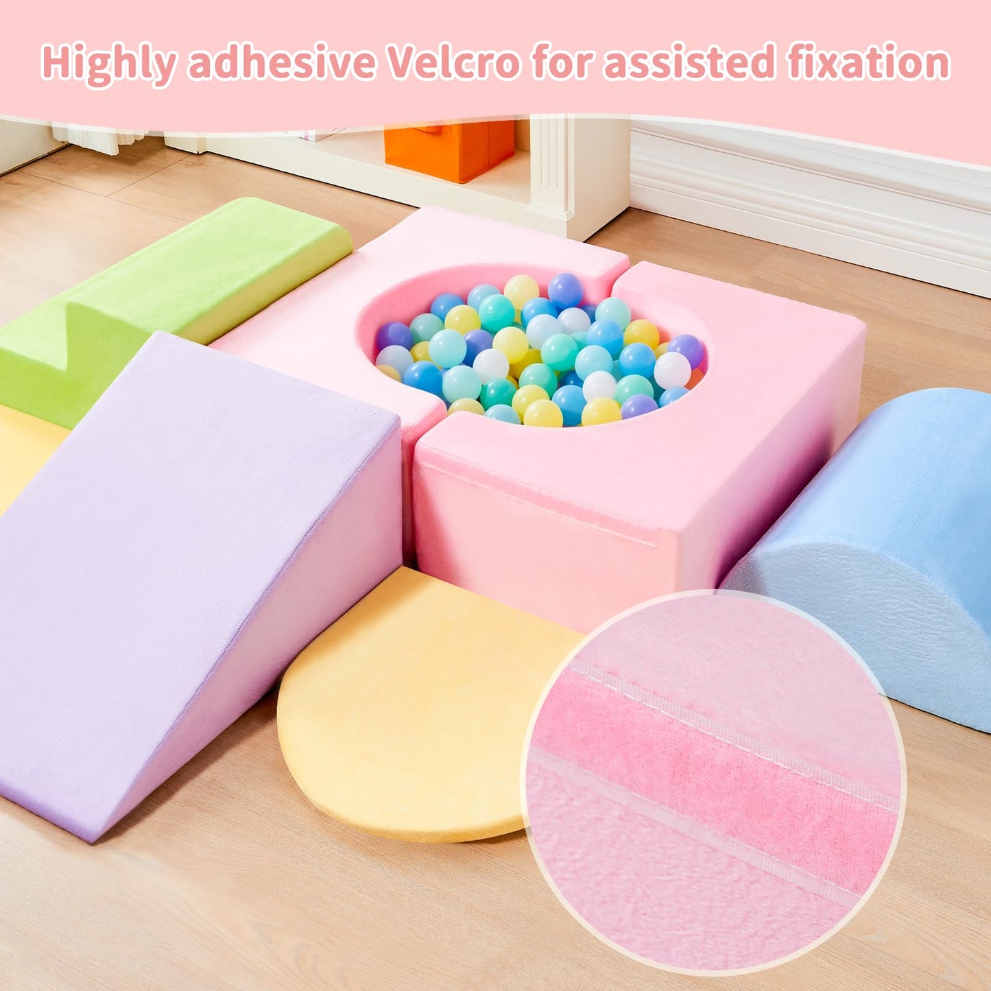IFNOW Climbing Toys for Toddlers Indoor,7-Piece Foam Toddler Climbing Blocks Set, Colourful Soft Play Climbing,Play Gym Climber Structures for Toddler,Climb and Crawl Play Set with Widended Velcro