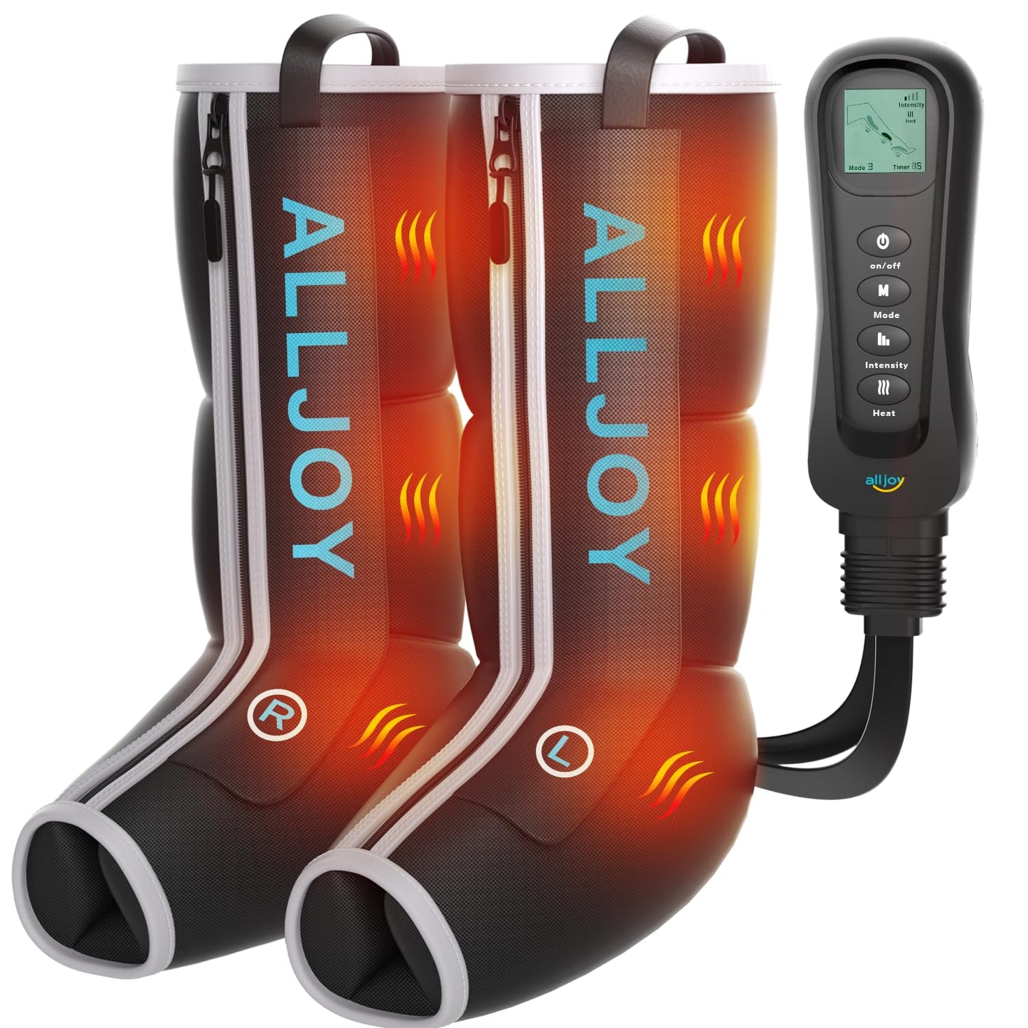 ALLJOY Father-s Day Gift-s for Dad Men, Leg Massager with Heat and Compression, Sequential Leg Compression Massager Boots w/ 2 Heat 4 Mode 4 Intensity, Leg Massager for Circulation and Pain Relief FSA