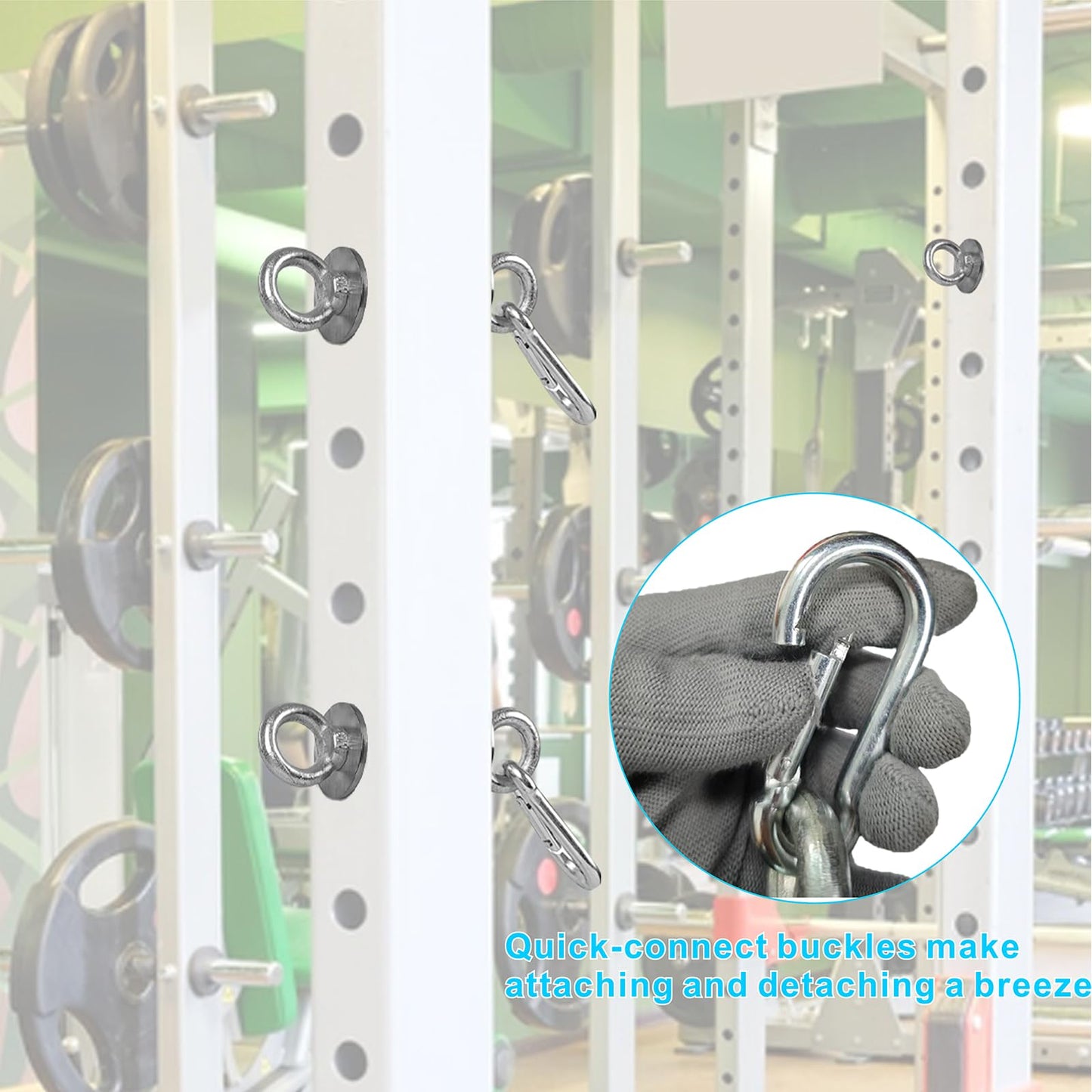 YZZHAJ Power Rack Attachments with Quick Connect Buckles, O-Ring Attachment for Squat Rack, Band Pegs Resistance Band Hooks Fits 2" x 2" Power Rack with 1" Hole