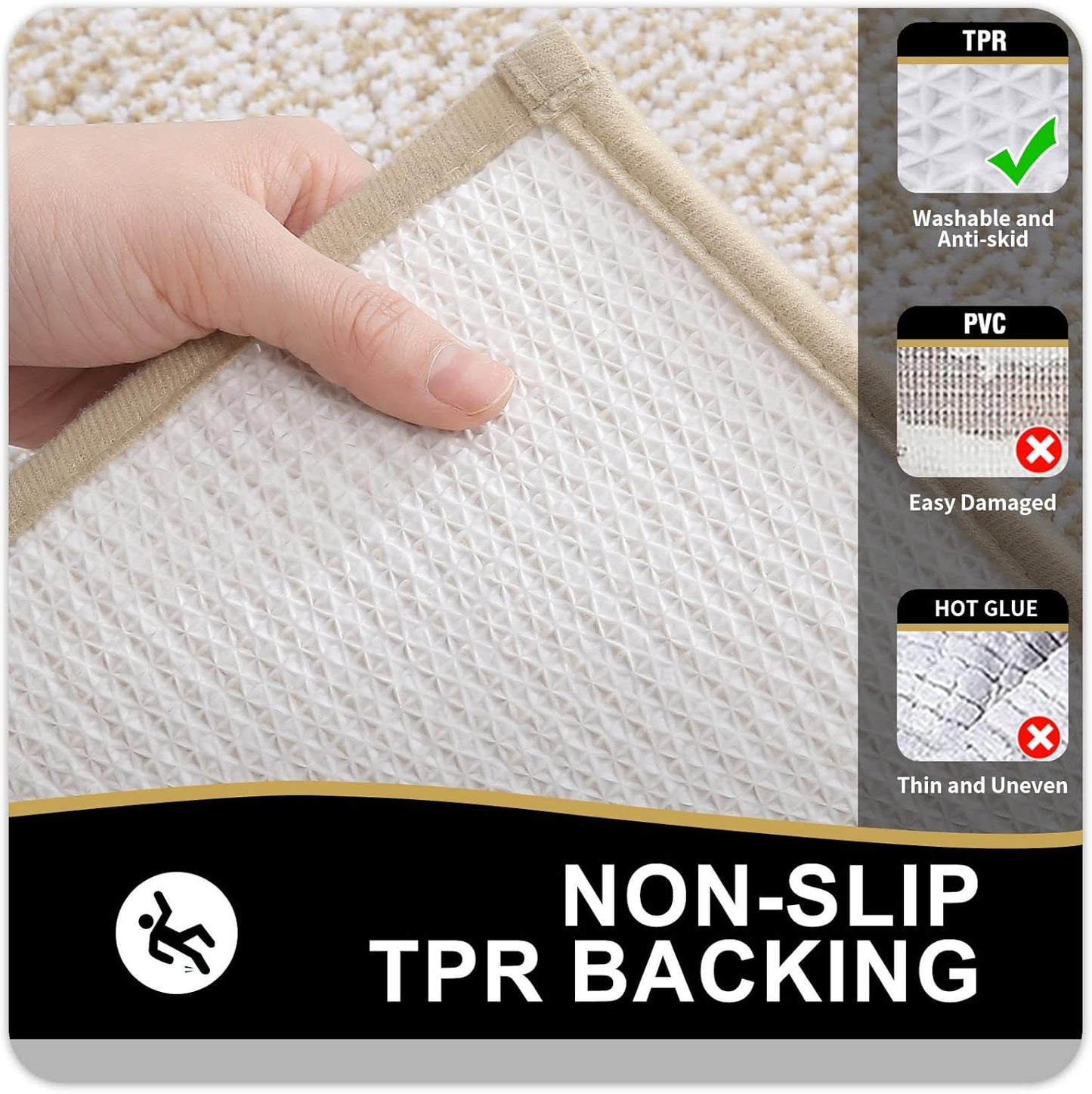 OLANLY Bathroom Rugs - Extra Soft Microfiber Bath Mat | Non-Slip, Machine Washable, Quick Dry (24x16, Beige)