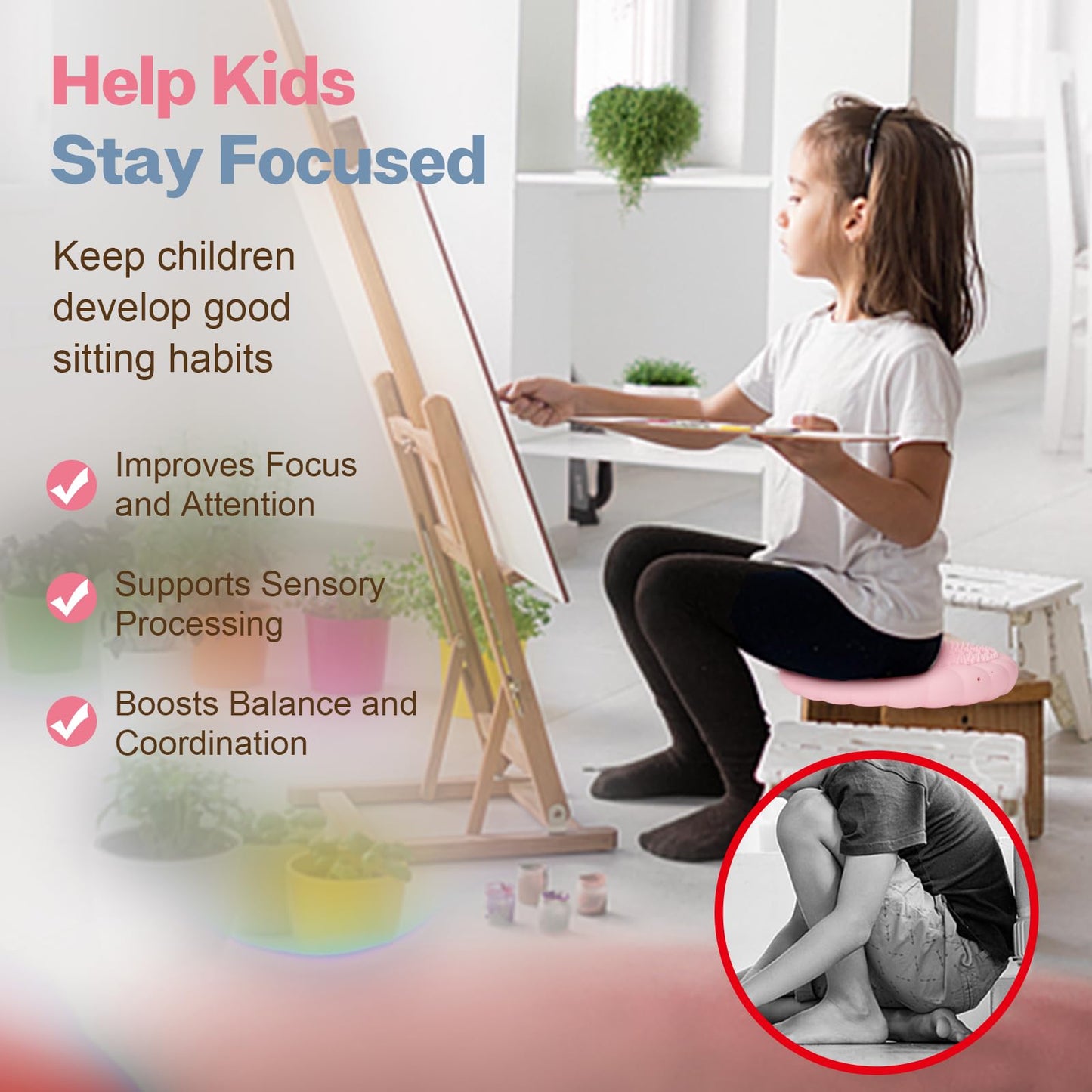 kisnbld Wobble Cushion, Extra Thick Wiggle Seat for Sensory Kids, Non-slip Balance Disc with Inflation Pump for Adults Core Strength, Posture Improvement & Physical Therapy (13.5in/34cm)
