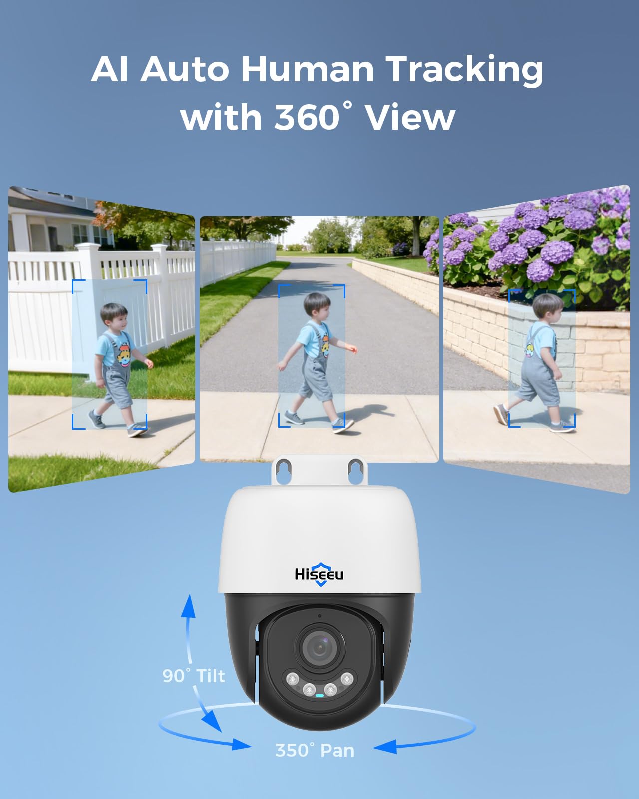 【360°View】 Hiseeu 12MP NVR 12 Pcs 5MP PoE PTZ Cameras, 350°Pan 90° Tilt，Auto Human Tracking, Human Vehicle Detect, 2 Way Audio, 7/24 Record&Playback，4TB HDD for Home Surveillance Outdoor Indoor