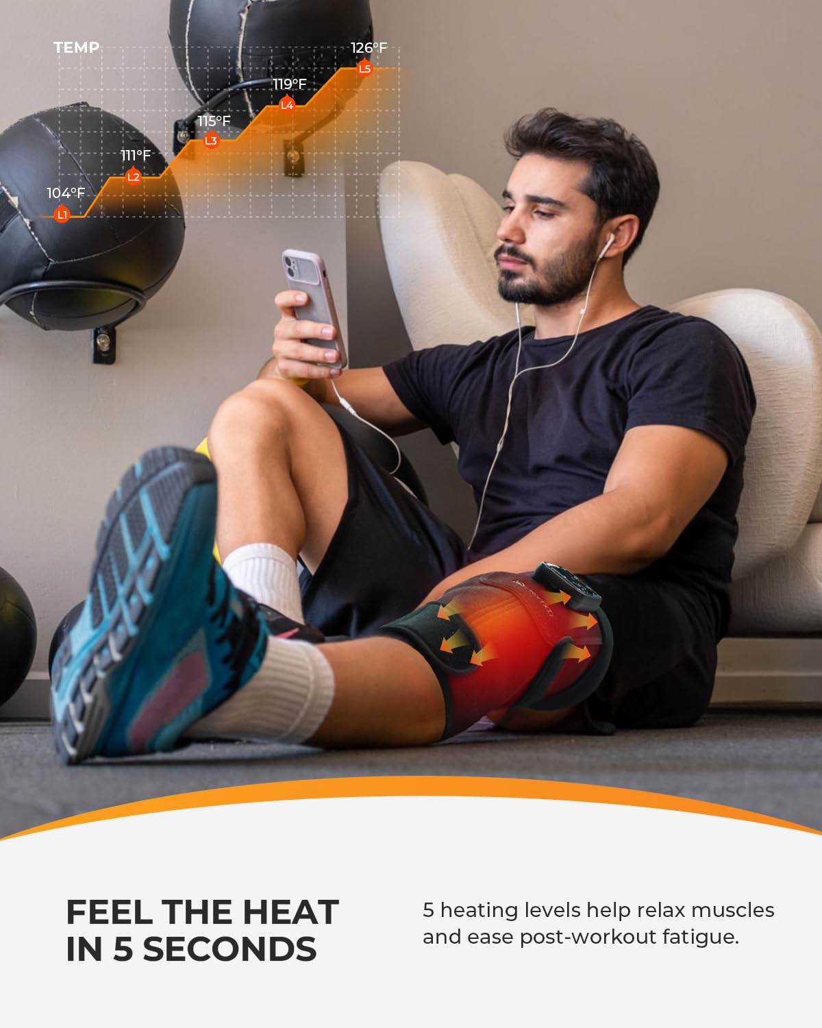 CooCoCo Red Light Therapy Knee Massager, Knee Pain Relief, Cordless 5000mAh Heated Knee Brace, 2026 Upgraded FSA Eligible Knee Heating Pad for Men Women, 70pcs Bead, 660nm & 850nm