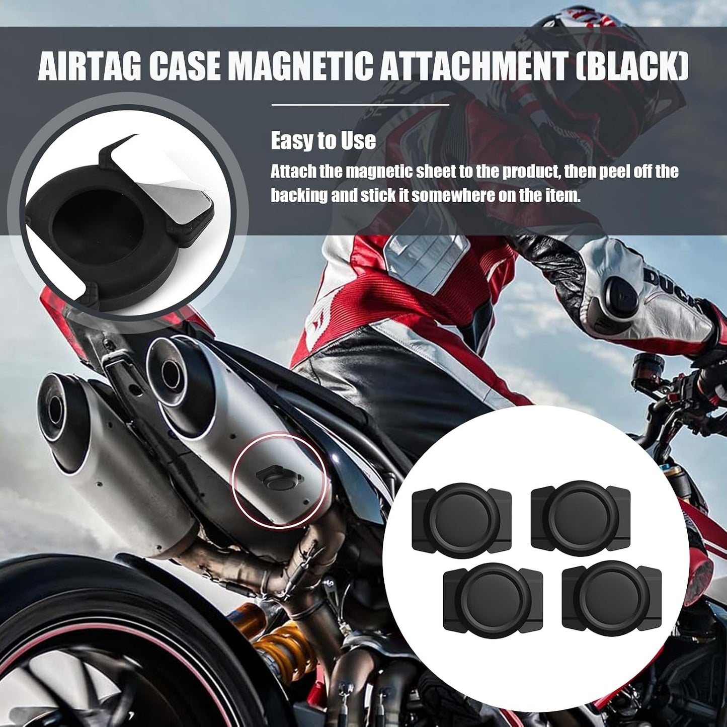 KAKUPPA 4 Pcs Car Magnetic Holder Case, Hidden Black Silicone Convenient Find Quickly Anti-Loss Case with Self-Adhesive