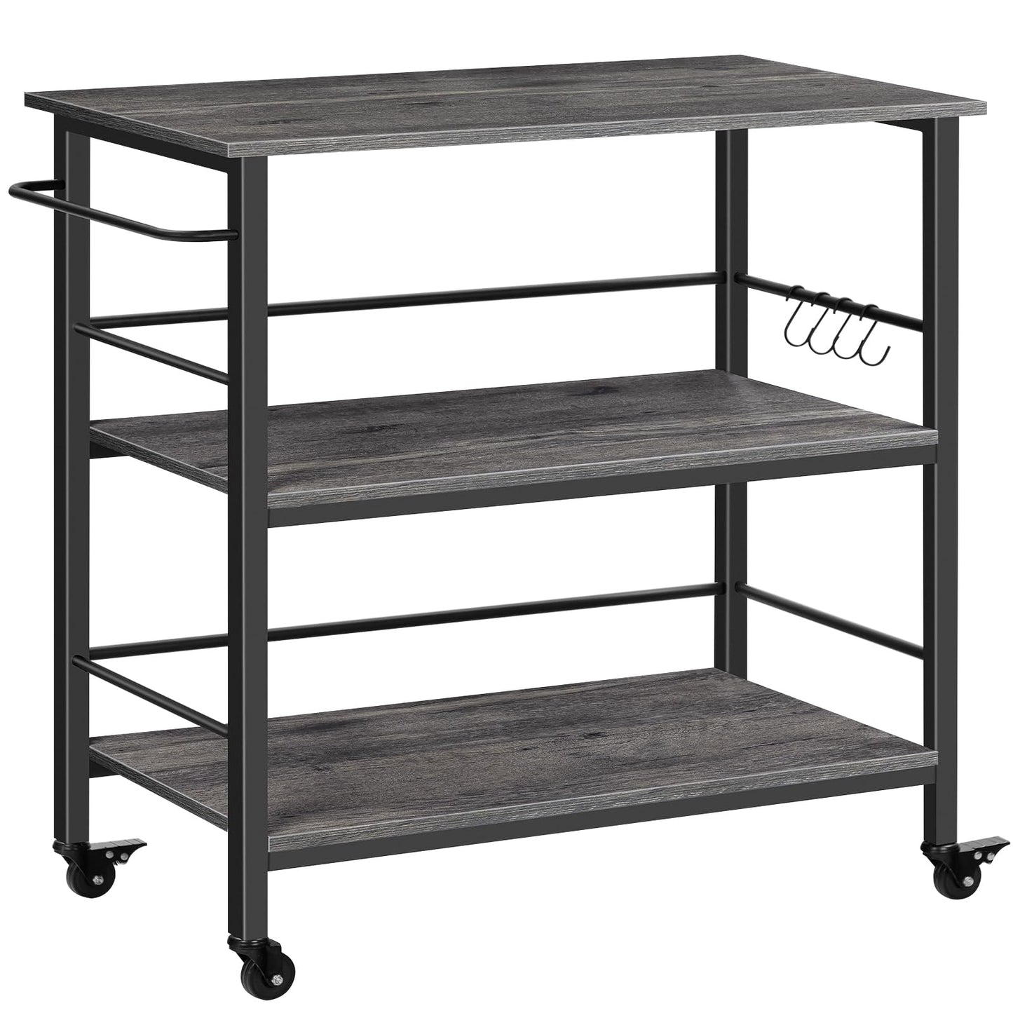 HOOBRO Kitchen Island and Kitchen Island with Storage Bundle, Industrial Kitchen Island on Wheels and Side Enclosures, 3 Tier Kitchen Cart with Large Workstation BC03ZD01-BG08UZD01