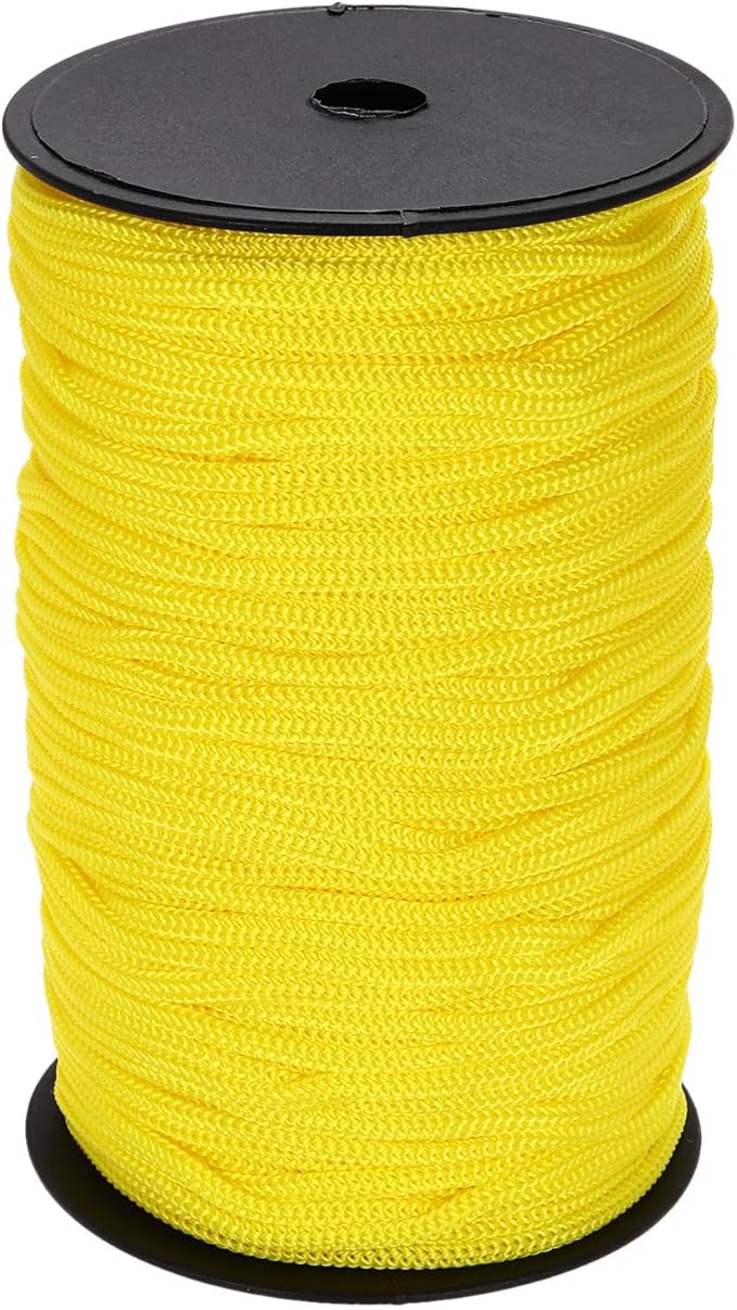MECCANIXITY 3/16 Inch Polypropylene Rope Braided Ropes, 328ft Nylon Rope Hollow Utility Cord for Clothesline, Camping, Hiking, Outdoor, Yellow