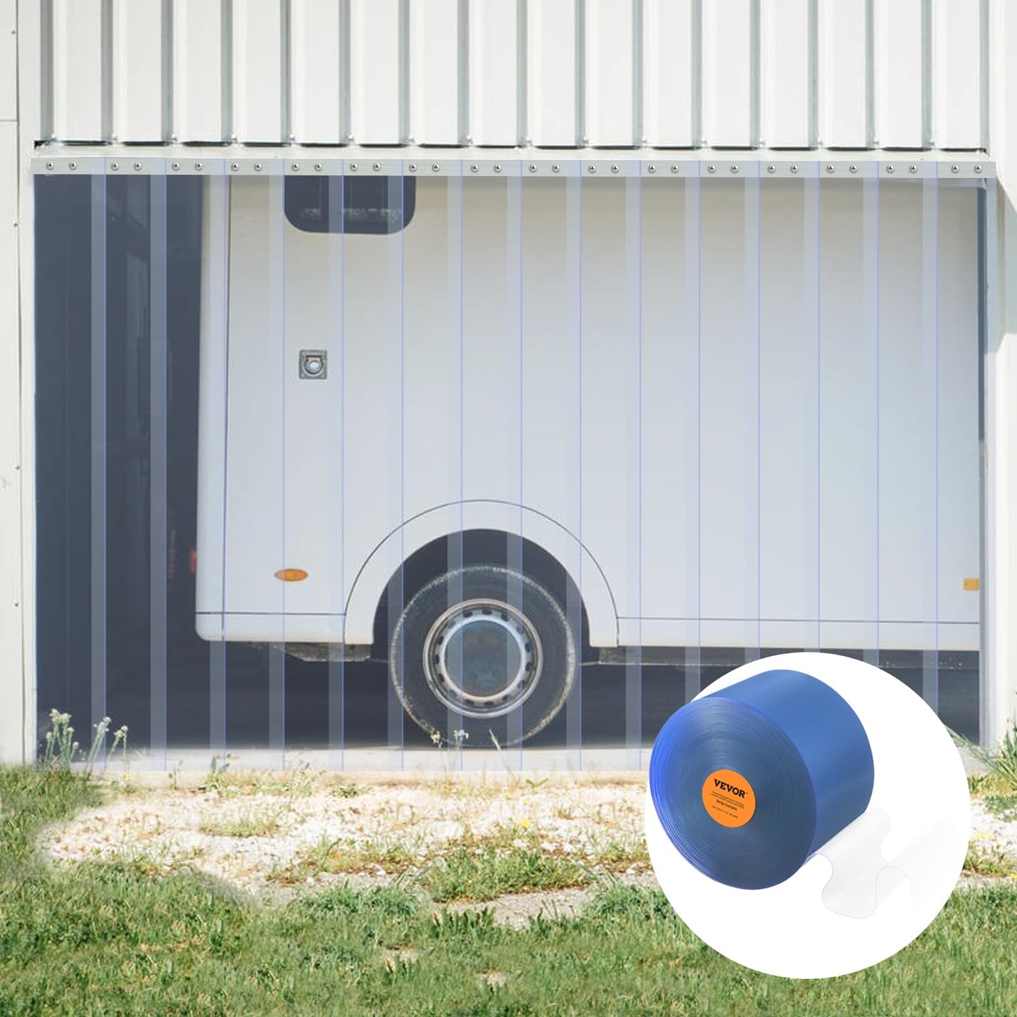 VEVOR Strip Curtain, 100' Length x 12" Width x 0.12" Thickness, Clear PVC Smooth Curtain Strip Door Bulk Roll, Plastic Door Strips for Doorway of Supermarket, Garage, Warehouse, Barn, Pet Animal House