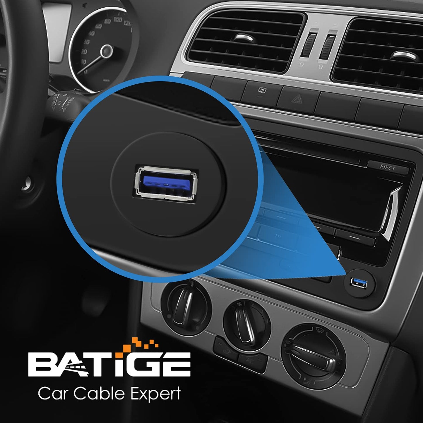 3.0 3ft BATIGE Single Port USB Male to Female AUX Car Mount Flush Cable Waterproof Extension for Car Truck Boat