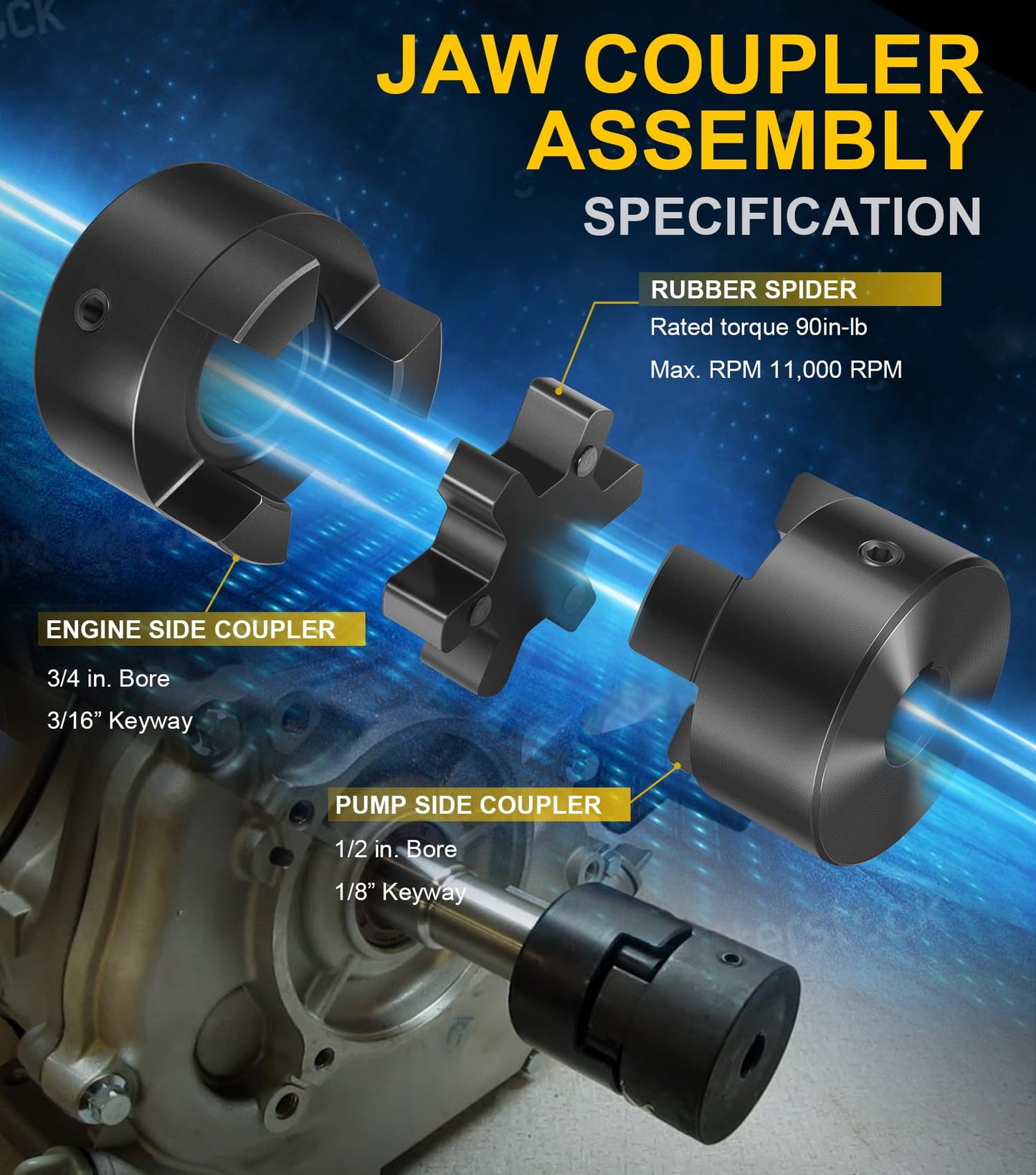 Deargooday Log Splitter Build Kit: 13 GPM Pump, Coupler, Pump Mount, Bolts, for Huskee, Speeco, etc. for DIY Splitter Project or Repair, for 3/4" Engine Crankshaft