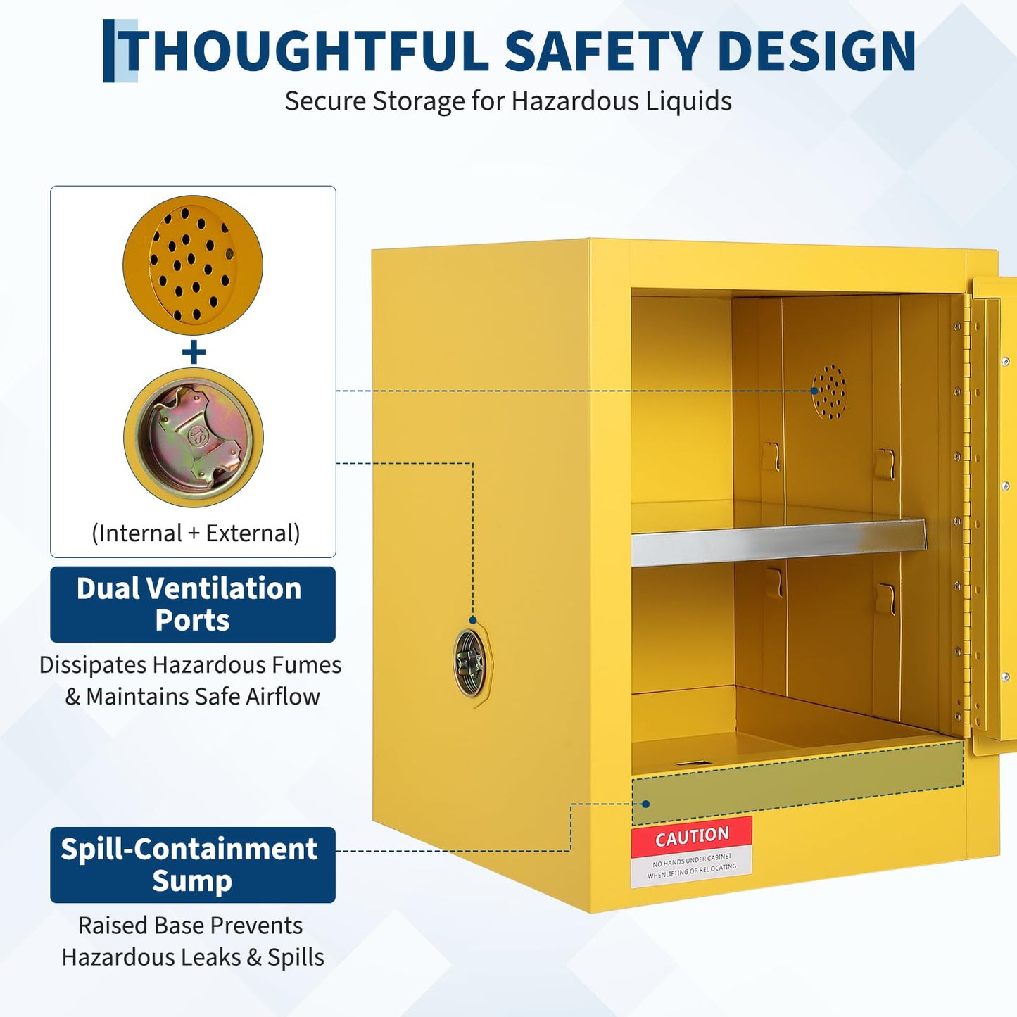 Flammable Cabinet | Hazardous Storage Cabinets Heavy-Duty Safety Organizer for Flammable Liquids Industrial Commercial Workshop Secure Storage