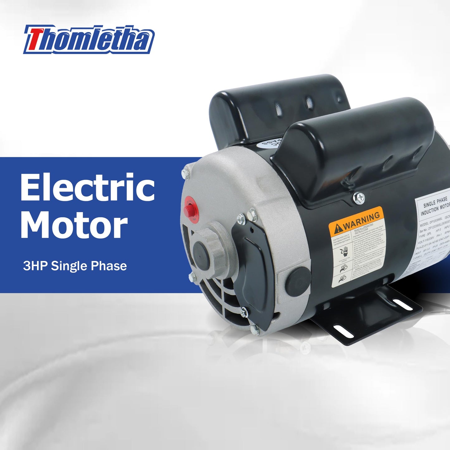 Thomletha 3HP SPL Single Phase Motor CCW 3450 RPM 56 Frame 115-230V for Compressors