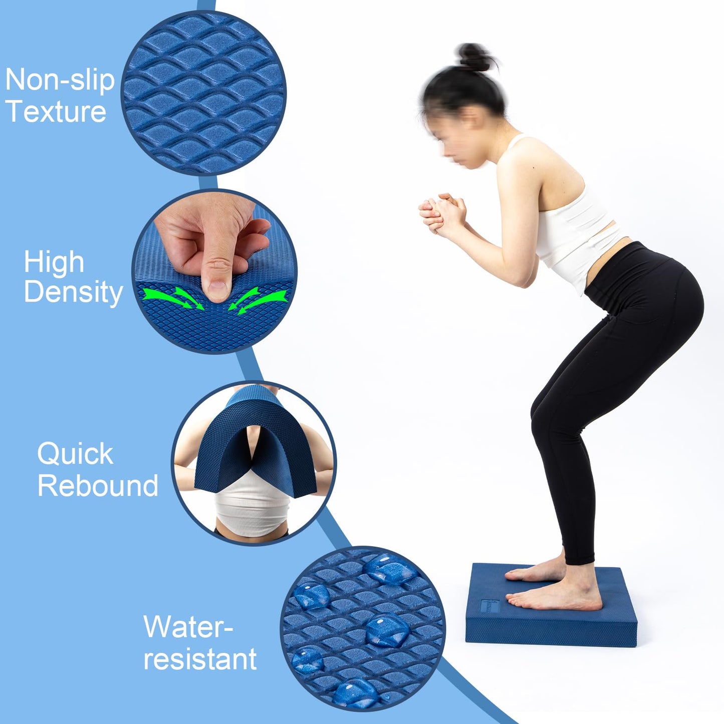 StrongTek 2-Pack Extra Wide Balance Pads, 19" x 15.8" x 2.4" High-Density TPE Foam for Physical Therapy & Exercise, Non-Slip, Water-Resistant, Stability & Core Strength Training