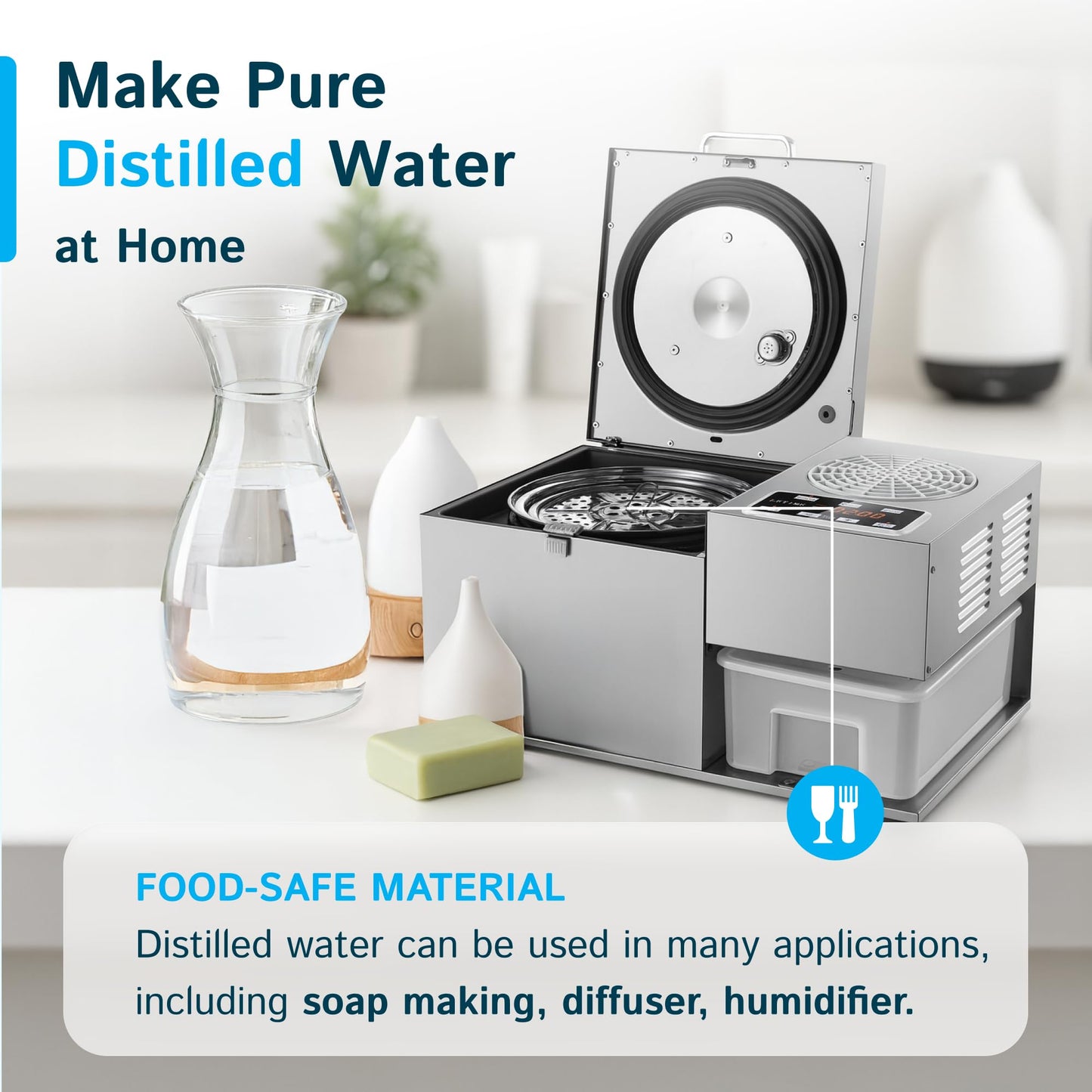 LETIME ADI Automatic Herbal Extractor. Infuser and Distiller in One. Herbal Oil Infusion Machine. Essential Oil Distiller. Hydrosol Maker. 4 L Water Distiller. Countertop Pure Distilling Water. 120V