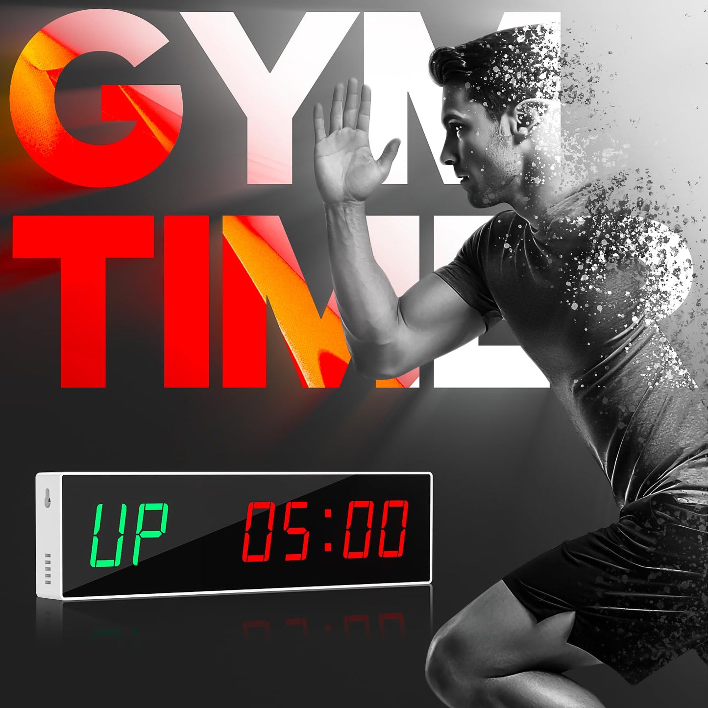 Dienmern Large Digital Gym Timer – Remote Control Gym Clock Wall with 9 Custom Modes Countdown/UP/Stopwatch/Interval, Workout Timer for Home Gym/Garage/Boxing/Outdoor Sport