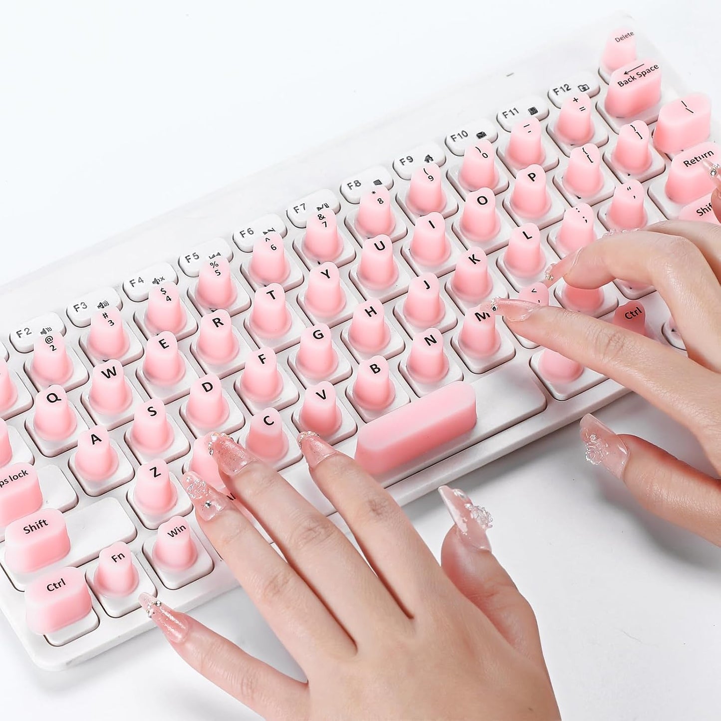 Kingdder 70 Pcs Raised Keyboard Stickers for Long Nails with Letters - Universal Raised Adhesive Nail Art Keyboard