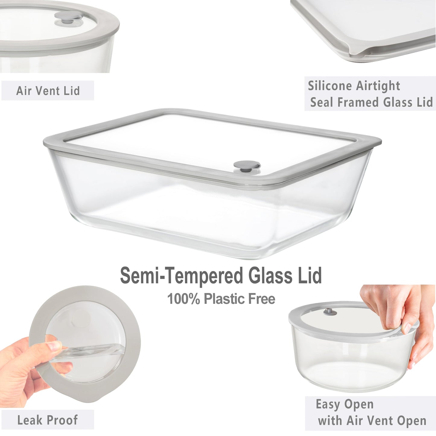 EcoEvo Glass Food Containers with Glass Lid, Microwave Safe Food Storage Container Set, 2 Pack of 87oz, Large Size Airtight Storage Set with Leak Proof Lids, Meal Prep Containers