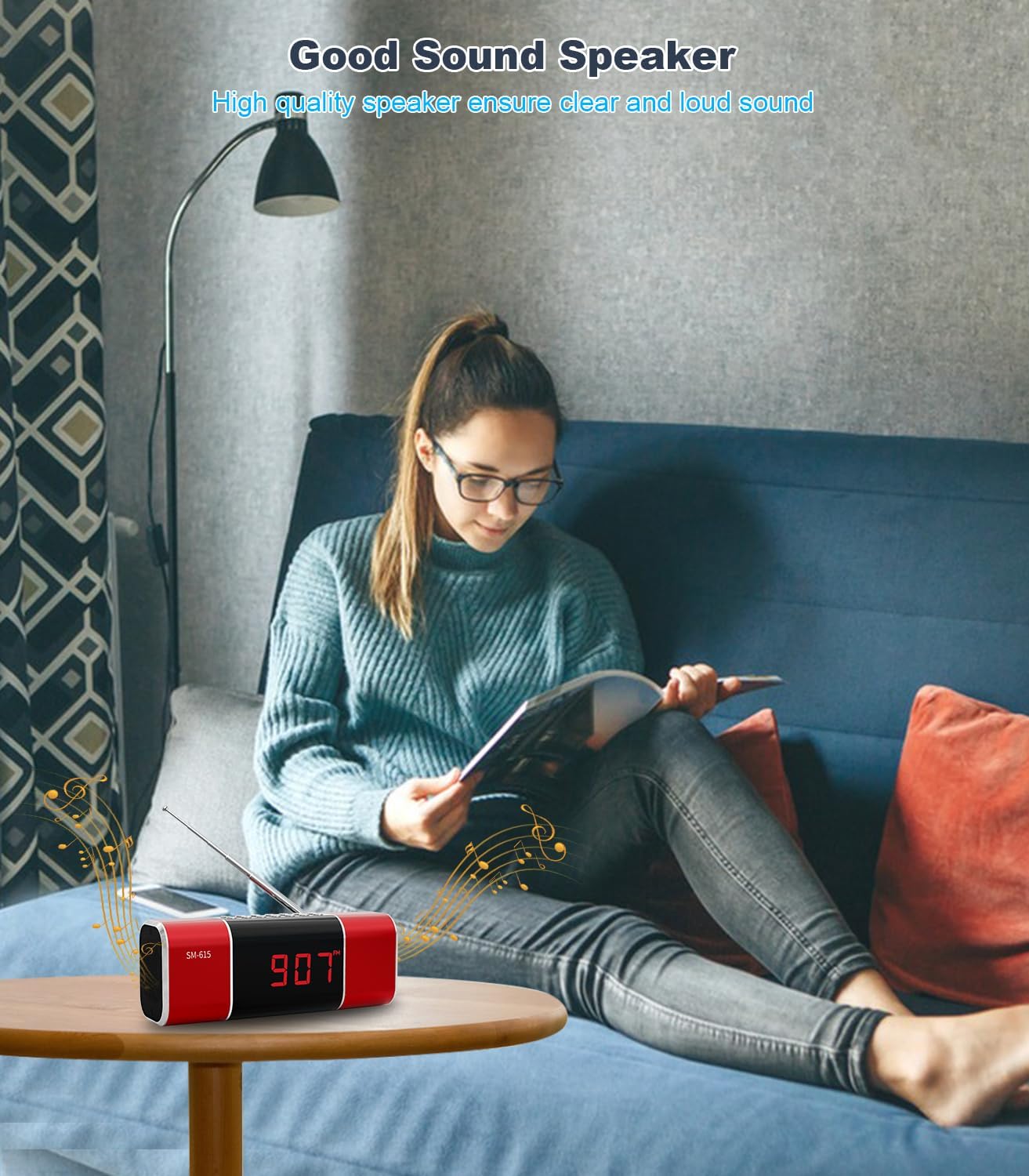 SEMIER MP3 Small Digital FM Radio with Bluetooth Speaker, Portable Rechargeable USB/SD Card Player Radio with Wireless