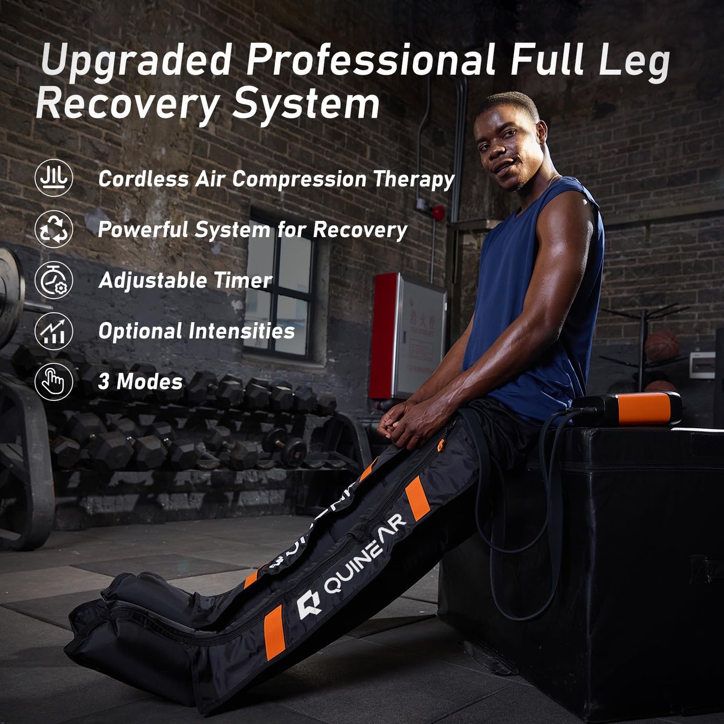 QUINEAR Professional Leg Recovery System, Cordless Air Compression Boots with Sequential Compression, Leg and Foot Massager, Fast Recovery Therapy for Athletes, FSA-HSA Eligible (Large)