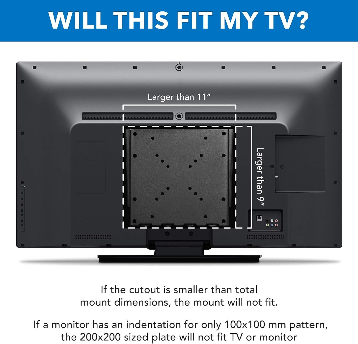 Mount-It! 2342 Inch 200x200 66 lb 0.7 Inch Low Profile Fixed TV Wall Mount Ultra Slim Flush Design for Screens Fits