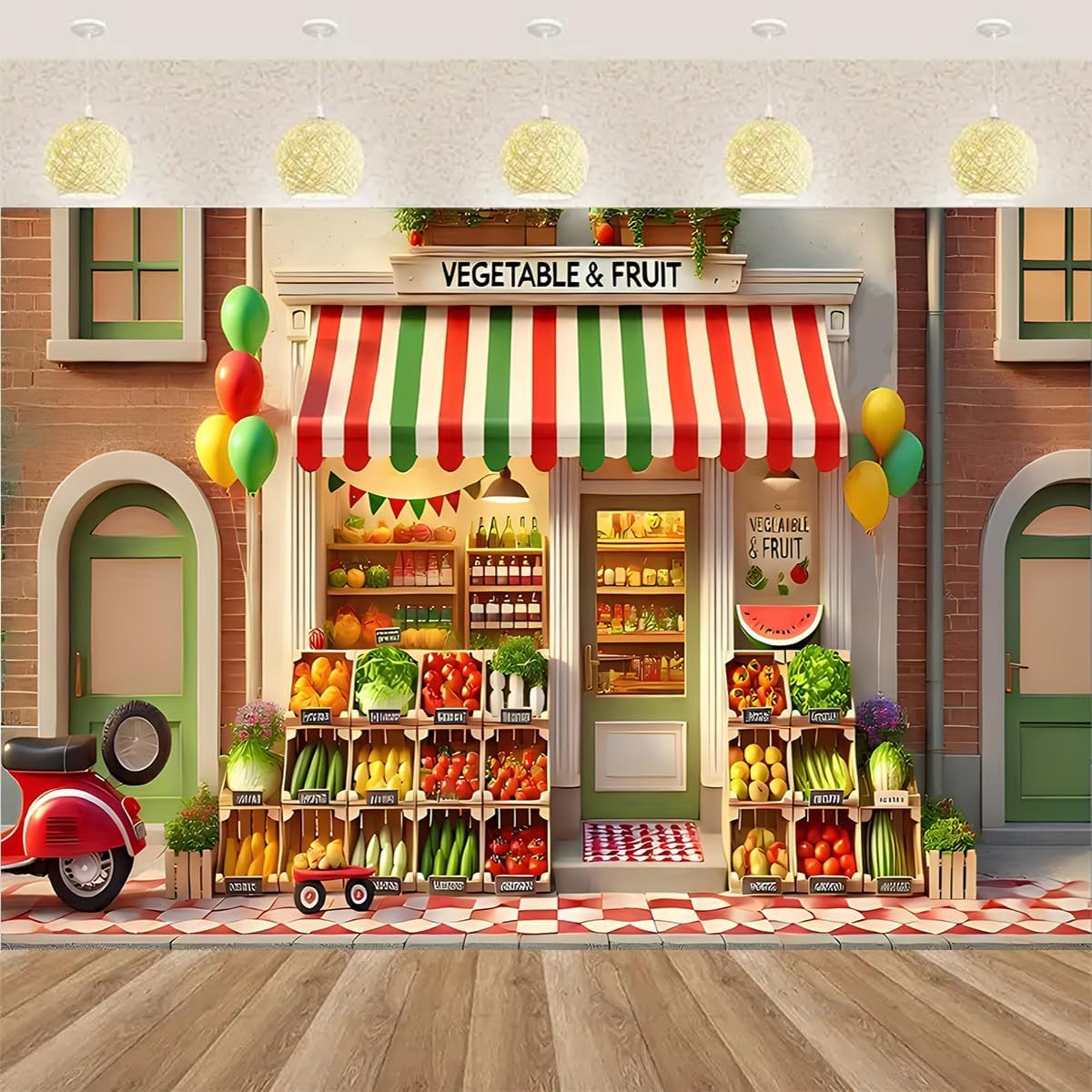 Generic 9 6feet) Vegetables Fruits Shop Backdrop Fresh Fruit Shelves Organic Food Vegetables Photography Background