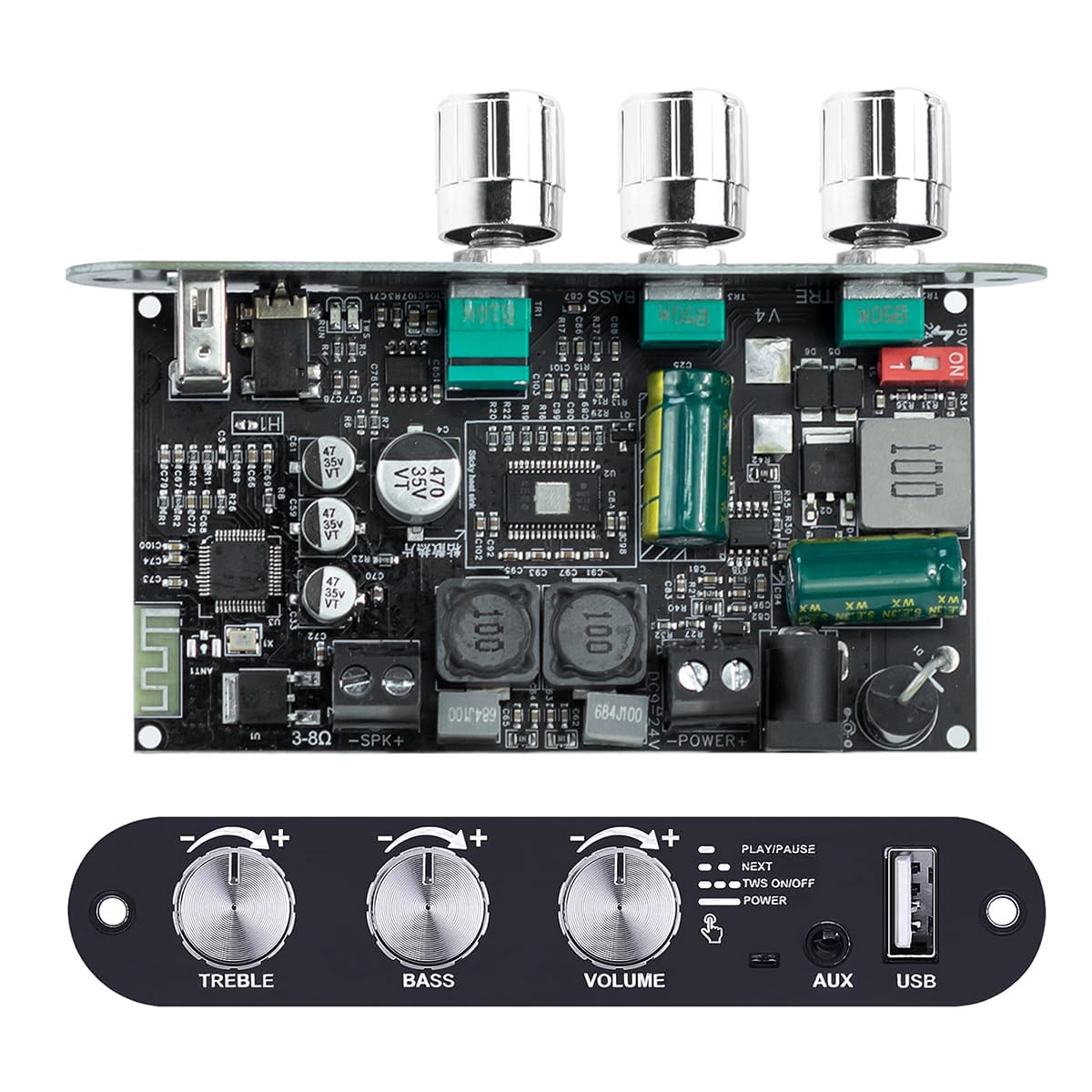ZK-1001U 100W 9-24V Hosyond Mono Bluetooth Amplifier Board, Power Amp with TWS Pairing, Wide Voltage Input