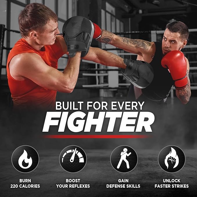 WYOX Curved Focus Mitts for Boxing & MMA | Durable PU Leather Punching Pads with Adjustable Strap | Ideal for Muay Thai, Kickboxing, Martial Arts Training – Hand Target Strike Shield for Men & Women