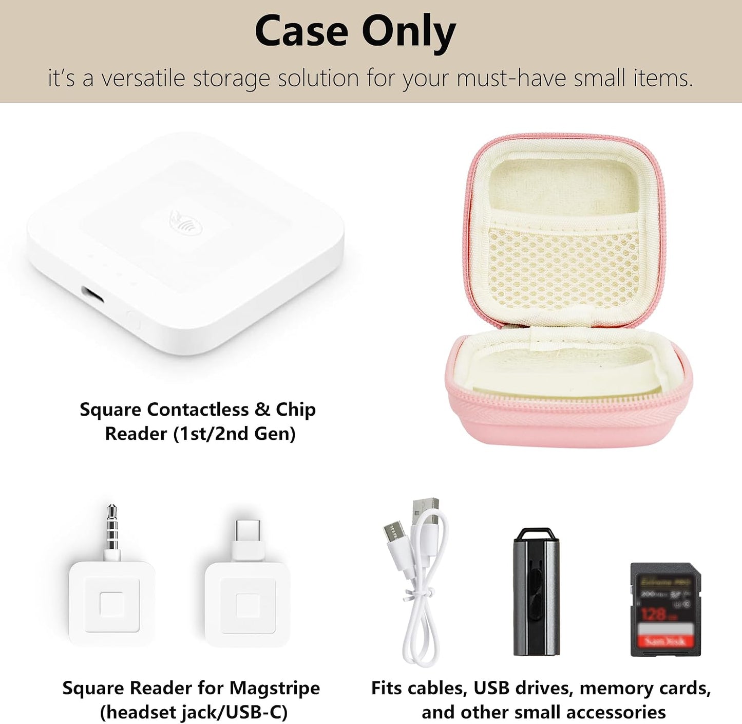 Linpr (1st/2nd Card Reader Case for Square Contactless & Chip Reader Gen), Mini Hard Shell Carrying Bag, Fits Credit