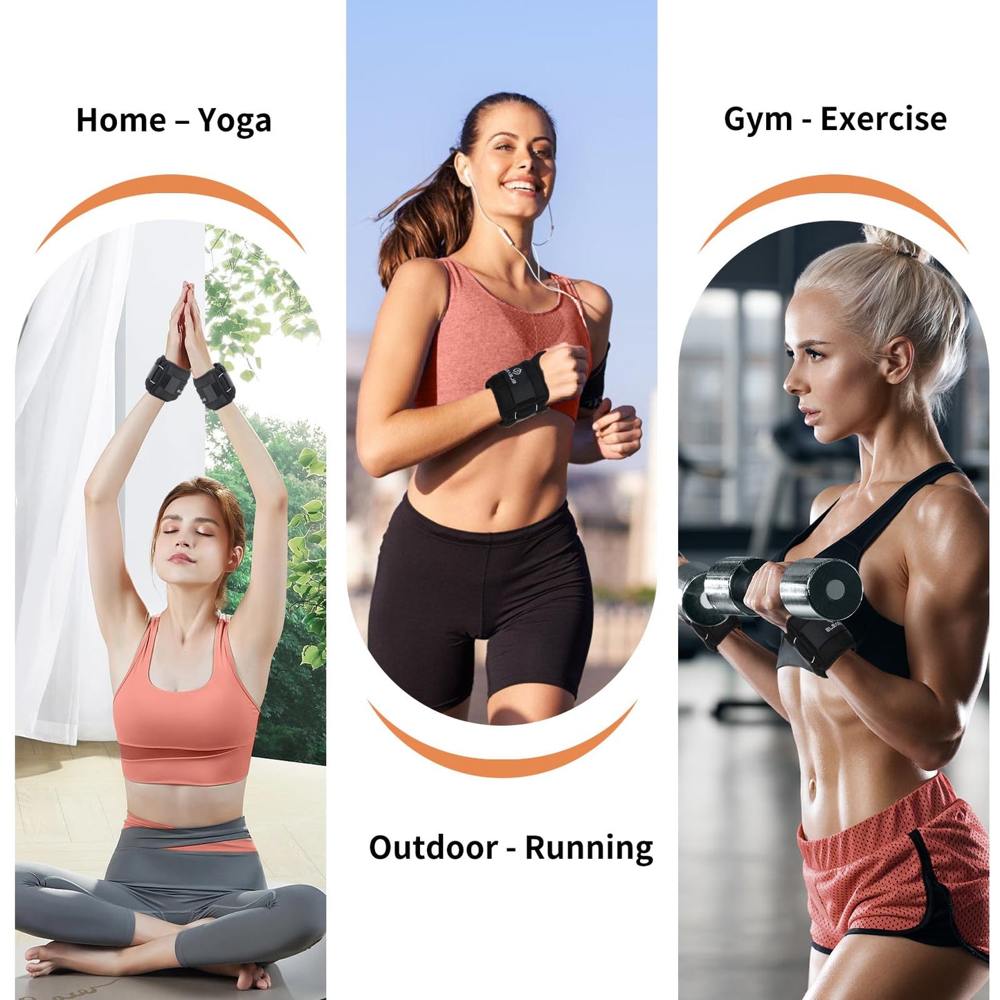 ELEAMY Wrist Weights with Thumb Loops Lock for Women & Men, 0.5lb*2/1lb*2/1.5lb*2/2lb*2/3lb*2,Premium Ice Silk Fabric,Comfortable & Tear Resistant for Walking,Running,Fitness and More（0.5lb*2 Black）