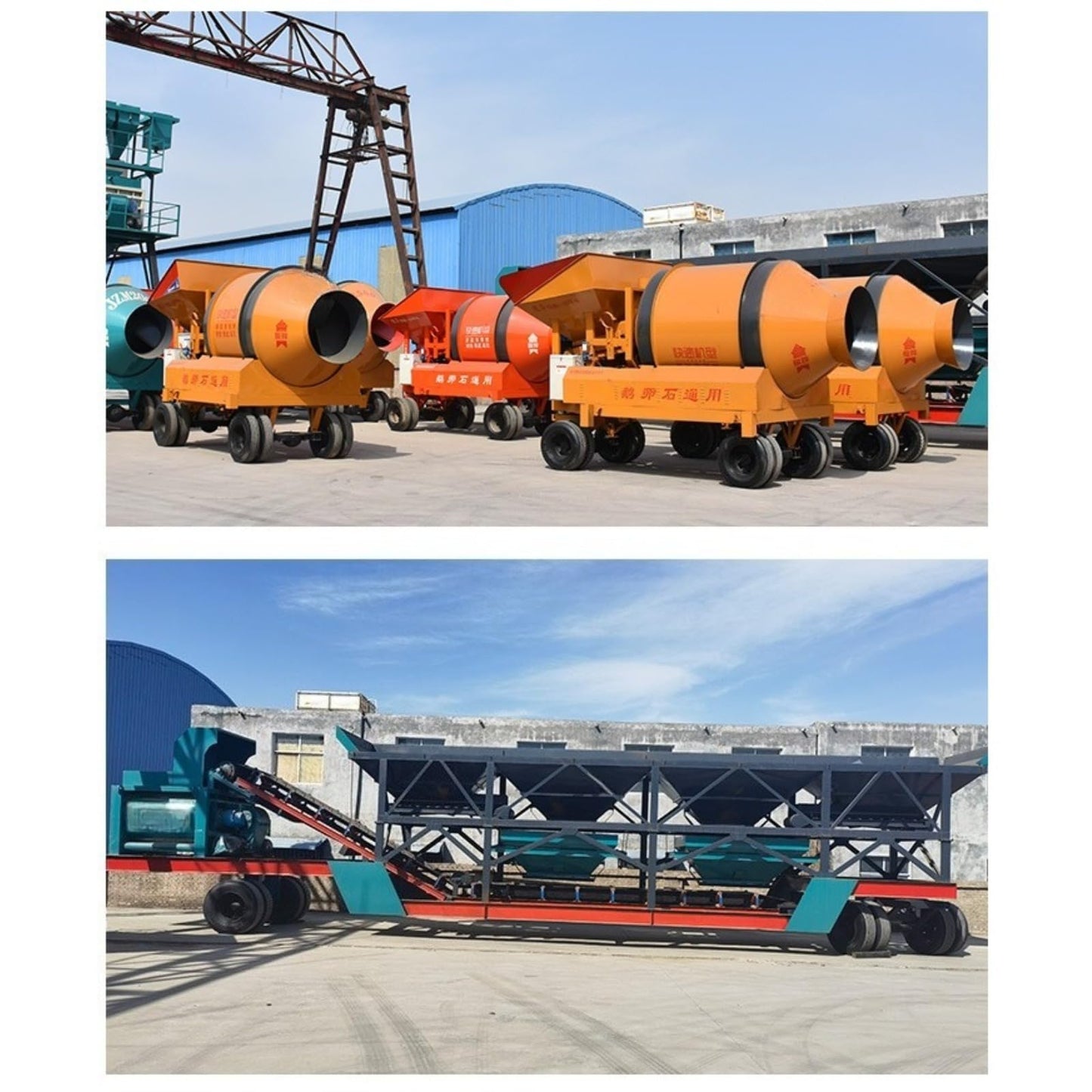 Mini Concrete Batching Plant, Mobile Cement Mixing Station with Aggregate Batching Unit, Portable Concrete Mixer System for Building Projects and Material Mixing