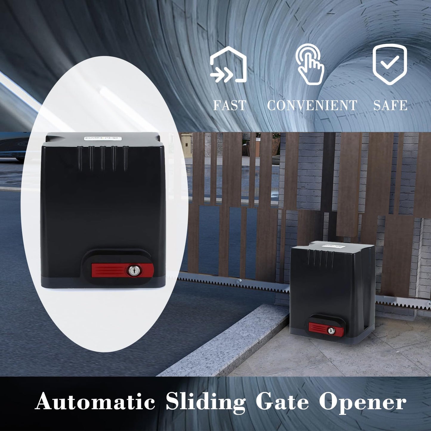 GATEXPERT Sliding Gate Opener Kit with AC 110V/60HZ Motor, Remote Transmitter, Gear Driven Automatic Gate Operator (for 1350lb & 26ft Gate, DK1350-M)