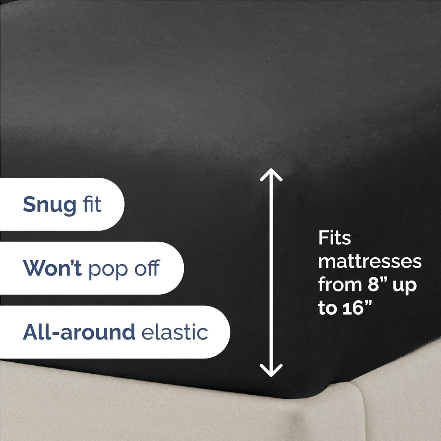 Skiennix Full Size 4-Piece Sheet Set - Comfy Cooling Bed Sheets | Ultra-Soft, Deep Pockets, Black