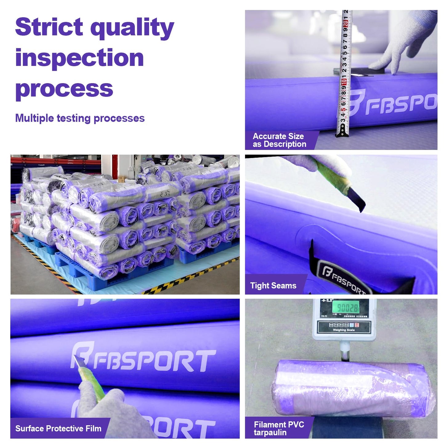 FBSPORT 10ft Inflatable Air Gymnastics Mat Training Mats 4 inches Thickness Gymnastics Tracks for Home Use/Training/Cheerleading/Yoga/Water with Pump