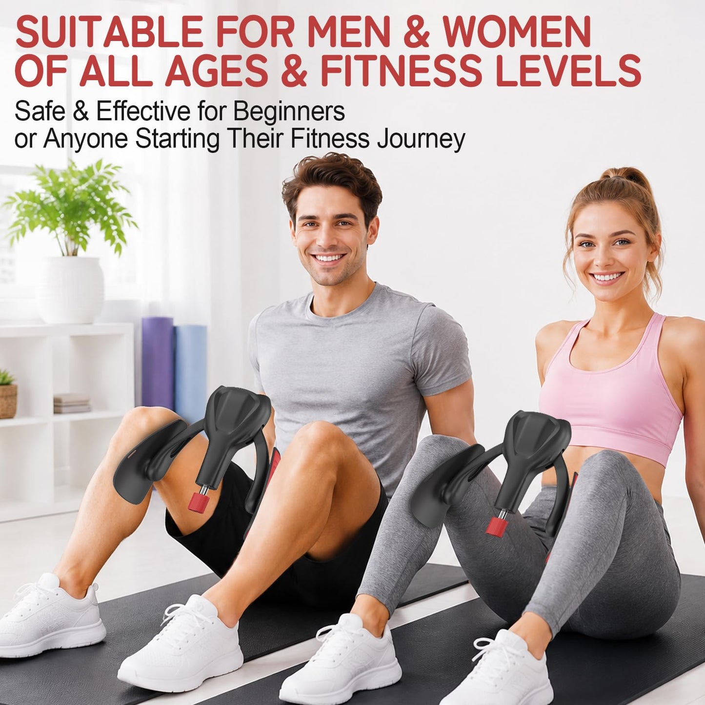 Pelvic Floor Exercise Devices 77 lb Adjustable Kegel Inner Thigh Exerciser and Hip Trainer Workout Equipment for Home Postpartum Recovery Women Men, with Band, Black
