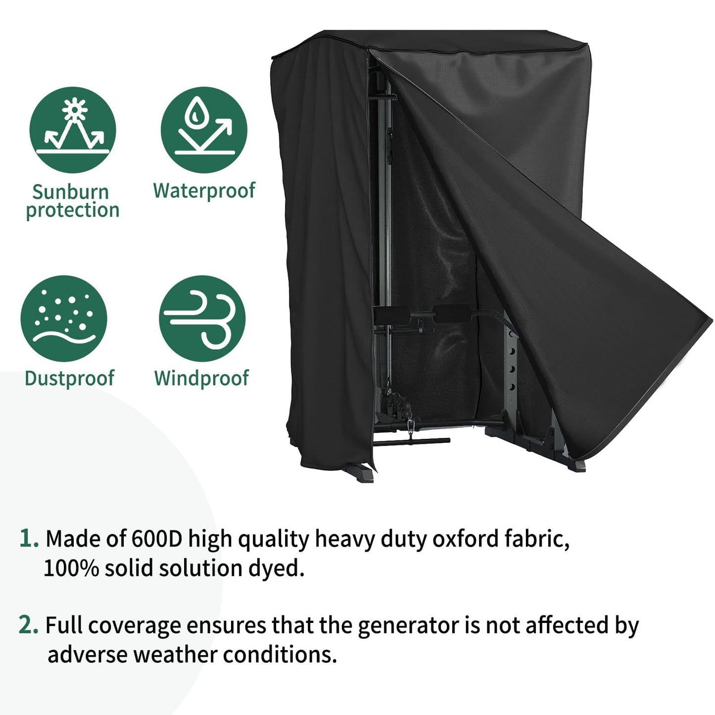 AKEfit Strength Training Cover, Waterproof & Dustproof Gym Rack Cover with Zipper,Fit for Indoor and Outdoor 69''Lx47''Wx84''H-Black