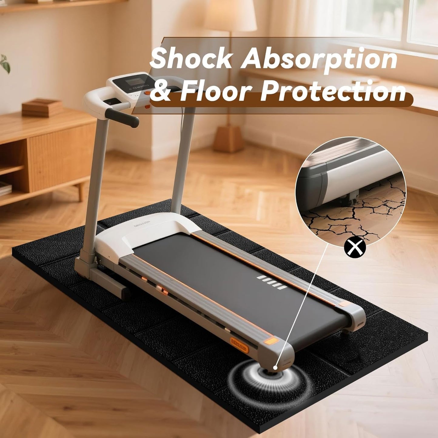 Treadmill Mat for Carpet Floors, 63"×30", 0.2" Thick Walking Pad Mat for Hardwood Floors Protection, Non-Slip, Shock Absorption, Heavy Duty Exercise Equipment Mats for Home Gym Workout
