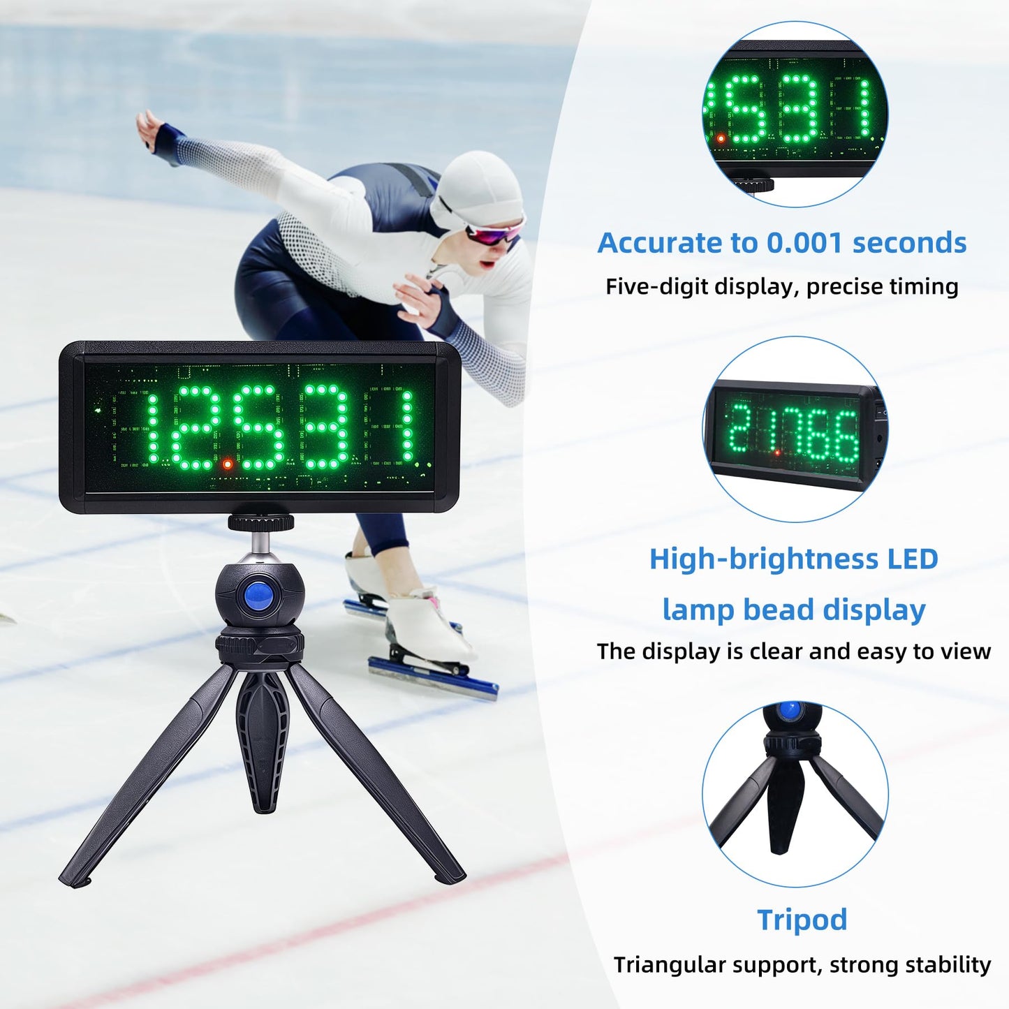 Race Laser Timer-LED Race Clock Battery Powered Stopwatch Timing Clock for Motorcycle Cycling Speed Training Short Run Race