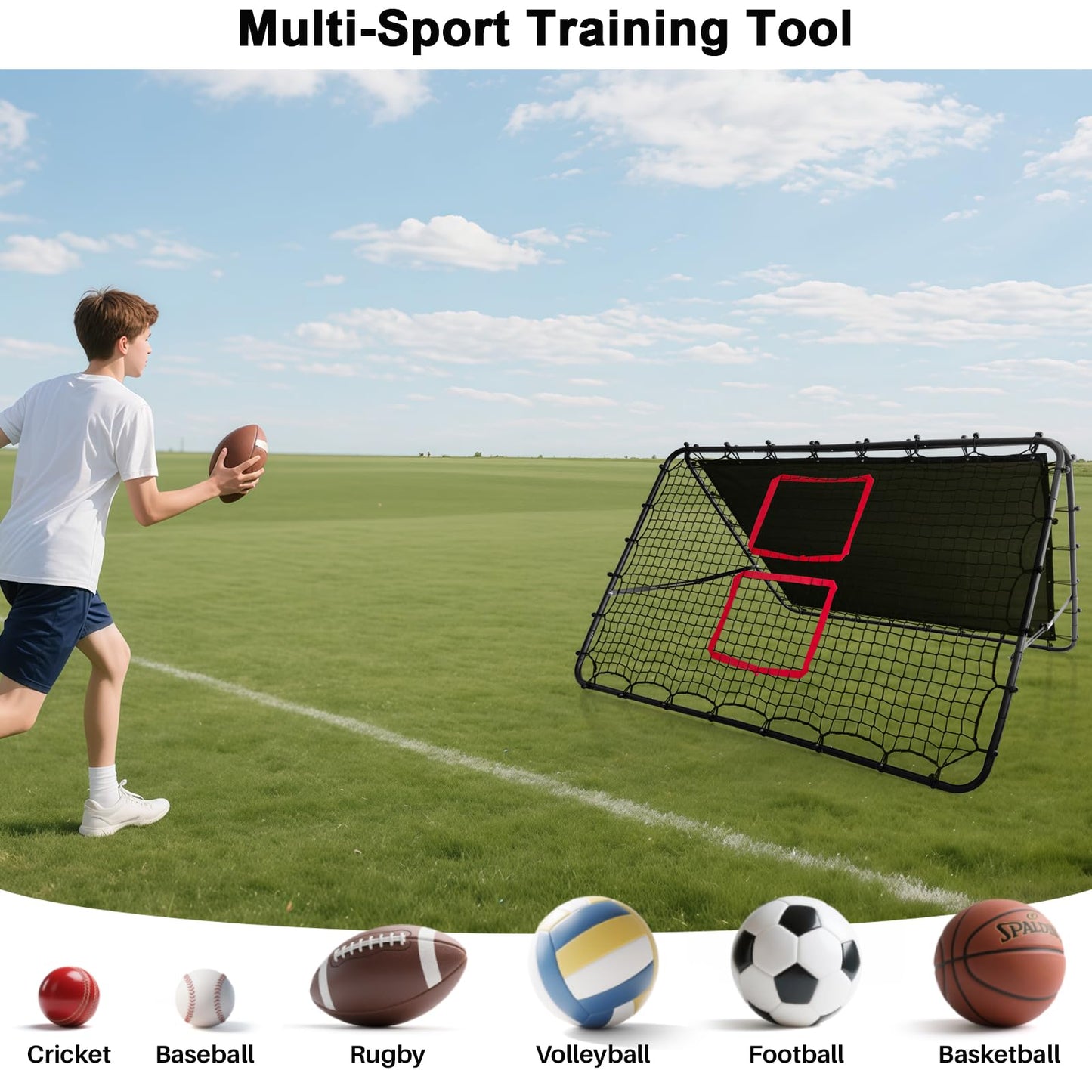 Amazing Tour Adjustable Soccer Rebound Net | Double-Angle Soccer Trainer with Steel Frame | Portable Folding Rebounder for Passing & Shooting Practice | Outdoor Sports Equipment for Youth & Adult