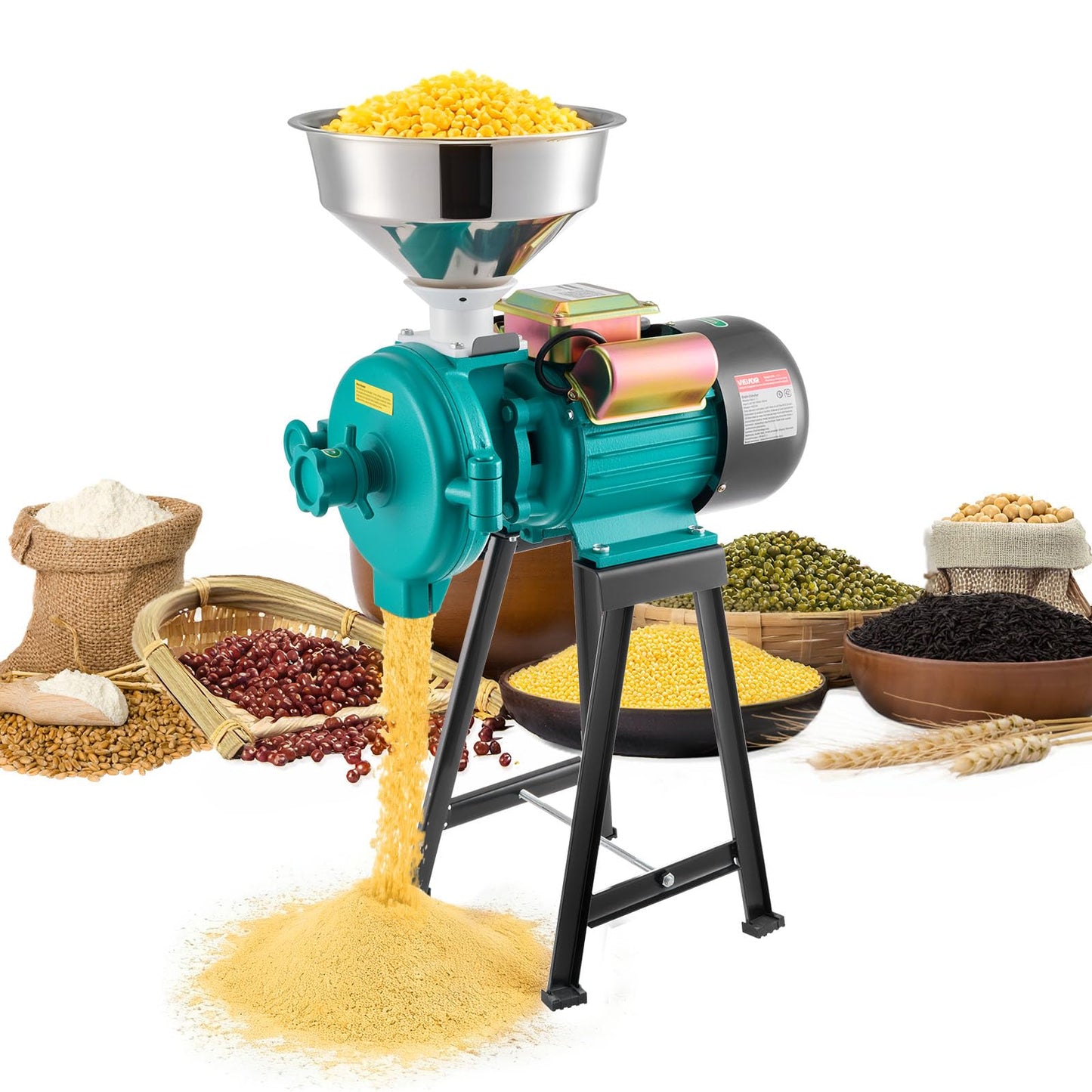 VEVOR Electric Grain Mill Grinder, Commercial Spice Grinders, 1500W Cast Iron Pulverizer Powder Machine with Non-Slip Rubber Feet, for Dry Grains, Spices, Cereals, Coffee, Corn & Pepper