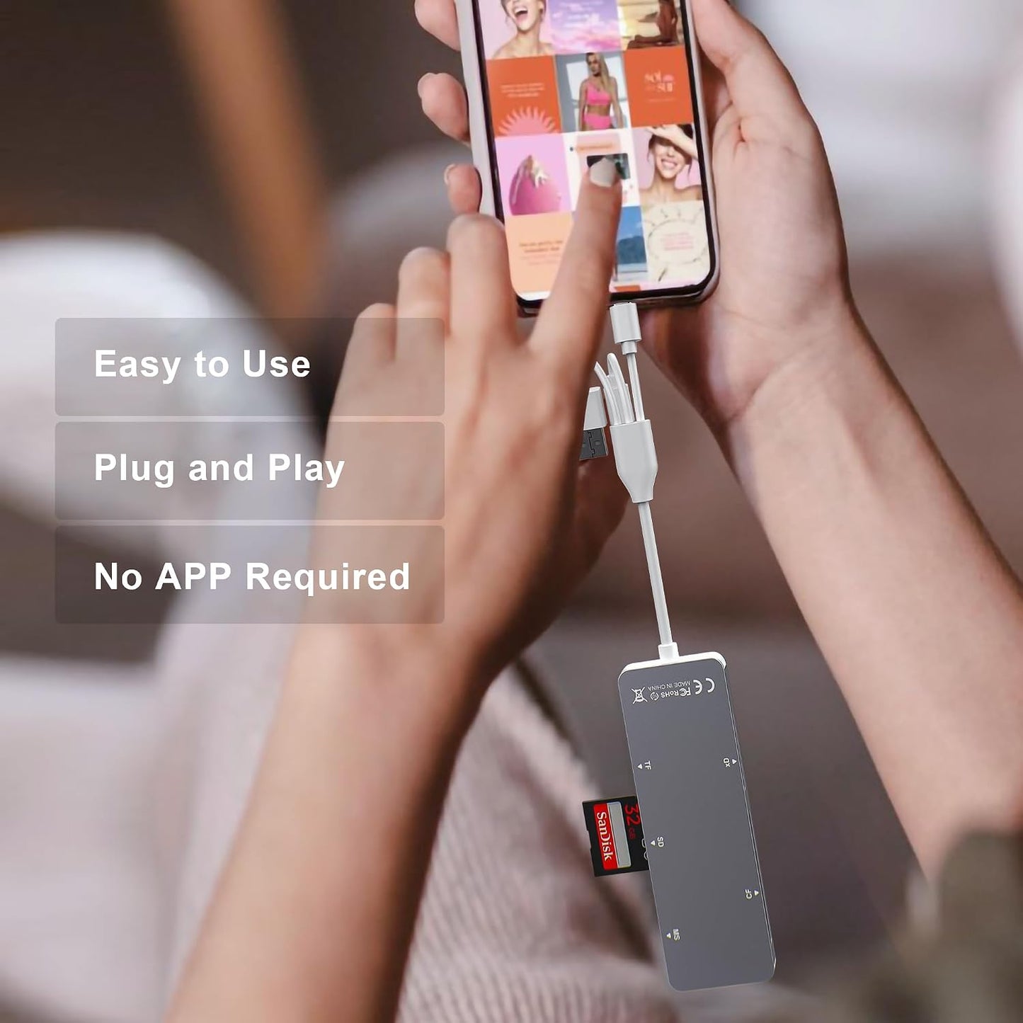 Ardaddyn 5-in-1 Aluminum Memory Stick Pro Duo Adapter for iPhone/PC/Android, Lightning USB C USB A Multi Card Reader