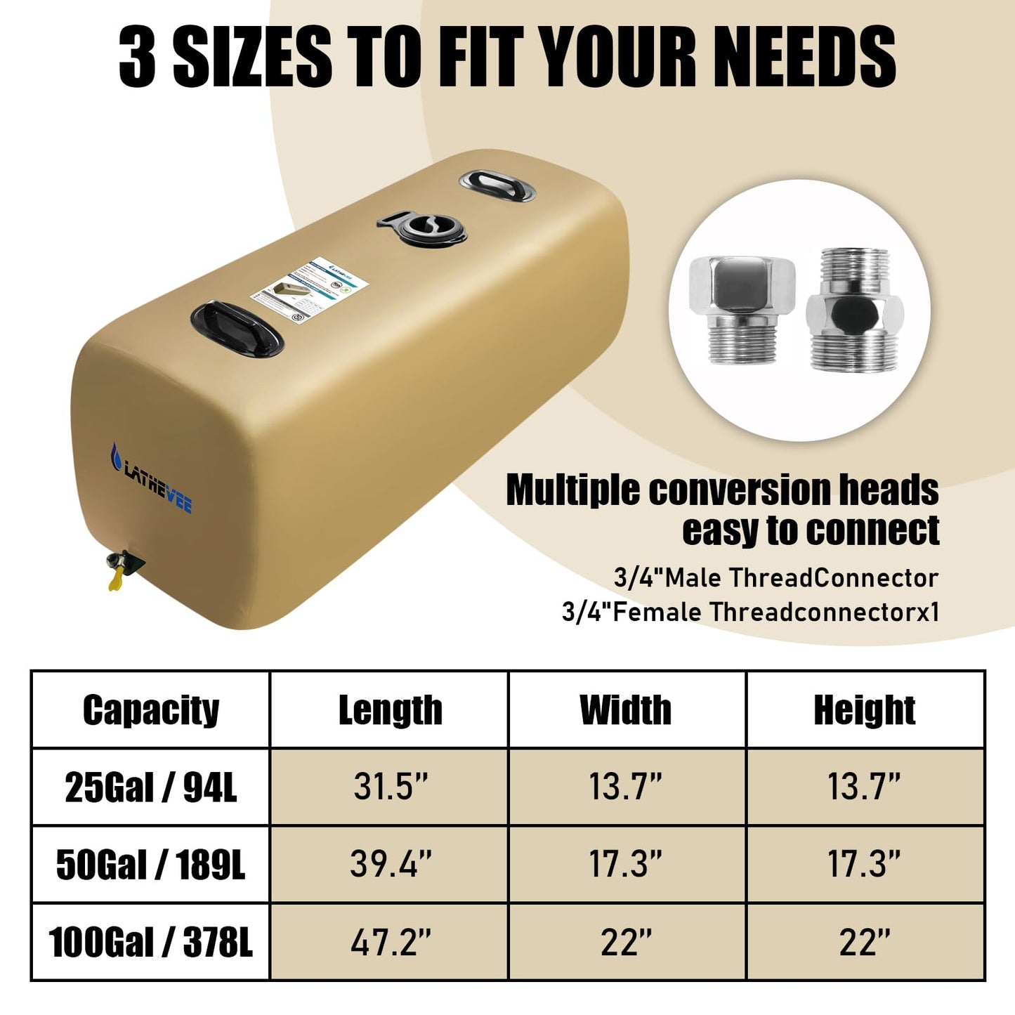 Yellow Drinking Water Storage Bladder,25 Gallon Portable Water Bladder Tank, RV Water Tank, Can Be Used for Storing Drinking Water, Camping, Traveling, Wilderness Survival Patrols, Etc.