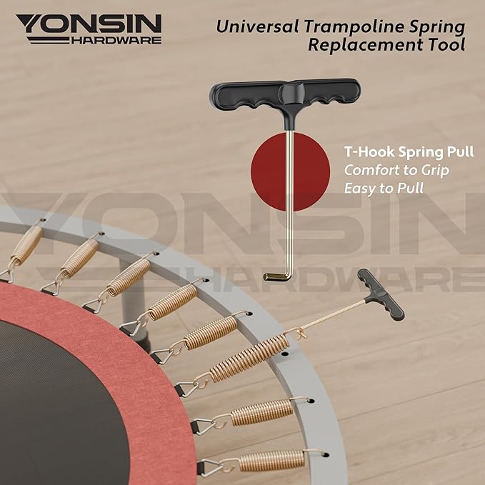 Trampoline Springs Heavy Duty with Swivel & Straight Hooks, Stainless Steel Trampoline Accessories Ideal Spring Replacement, Includes T-Hook Tool
