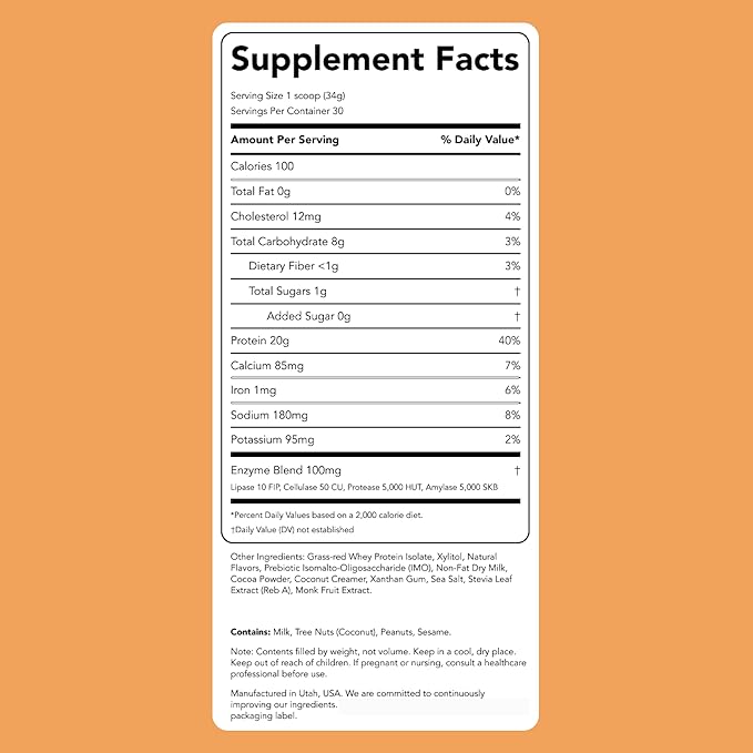 Clean Simple Eats Whey Protein Powder, Chocolate Peanut Butter Flavor Naturally Sweetened, 100% Grass Fed Protein Powder with Digestive Enzymes & No Artificial Ingredients, Gluten Free, 30 Servings