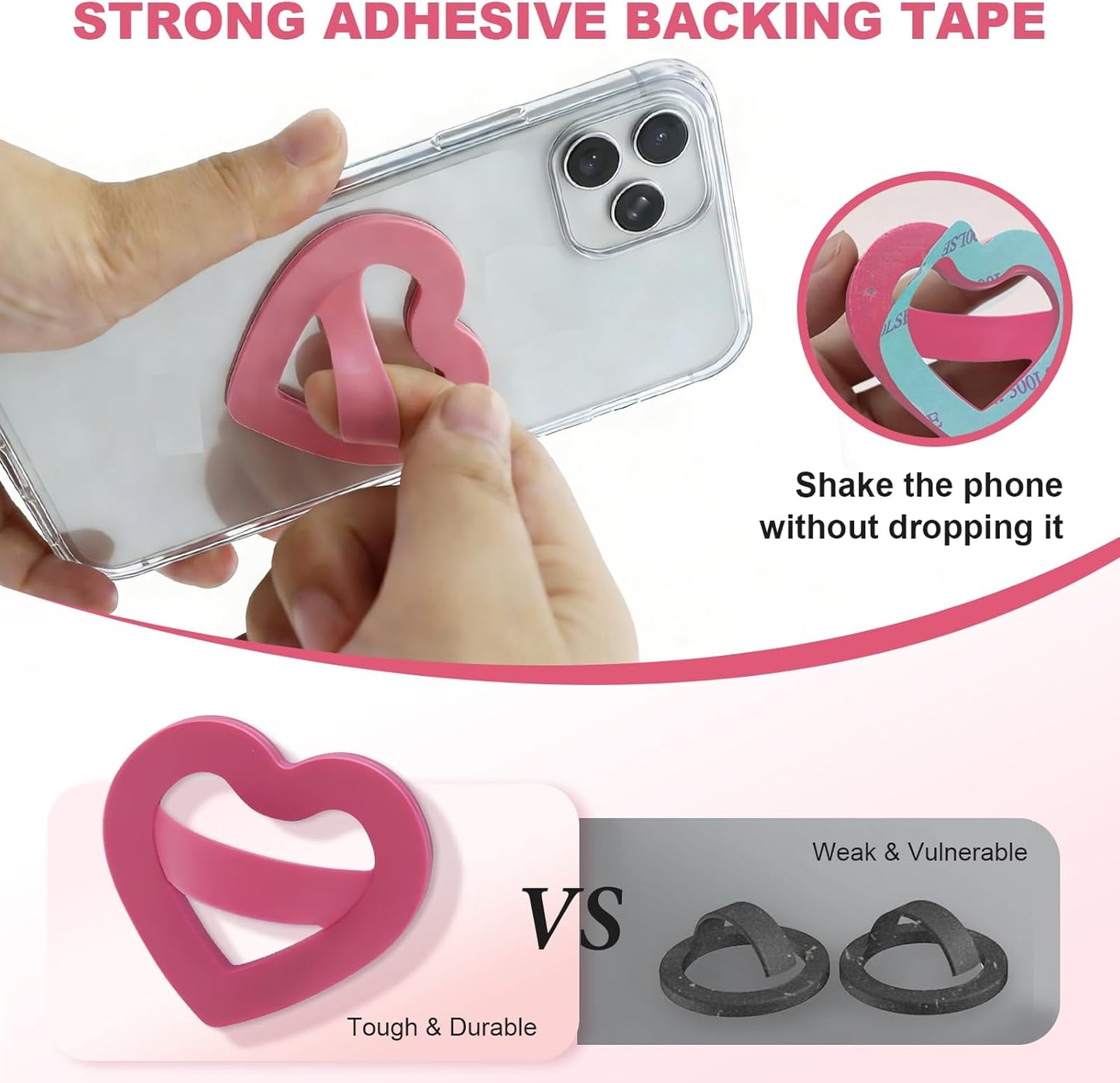 Aorotost Silicone Loop Ring Grip Holder, Self-Adhesive Love Finger Loop Holder, Soft and Portable,Compatible Most Phone