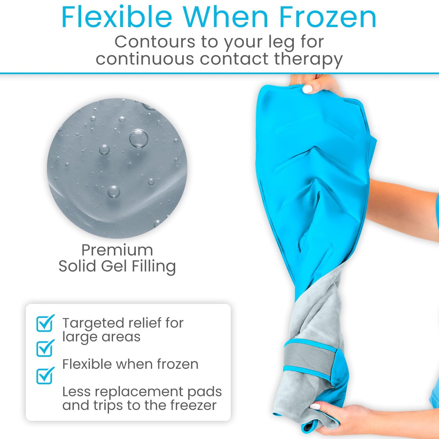 Arctic Flex Full Leg Ice Pack Wrap (Hot & Cold Therapy) - Large, Reusable Gel Ice Pack for Injuries & Swelling - ICY Sleeve for Leg Pain Relief - Cold/Hot Wrap for Thigh, Hips, Knee, Shins & Back