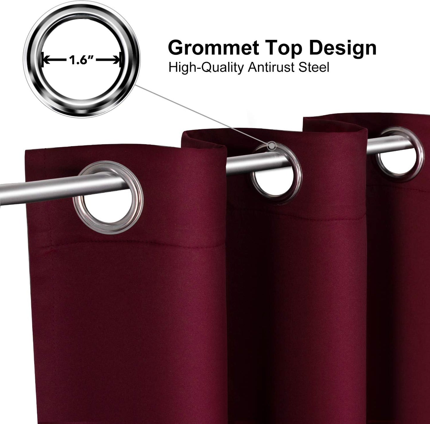 ChrisDowa Blackout Curtains - Thermal Insulated Room Darkening Panels Set | Burgundy Red, 52 x 102 Inches