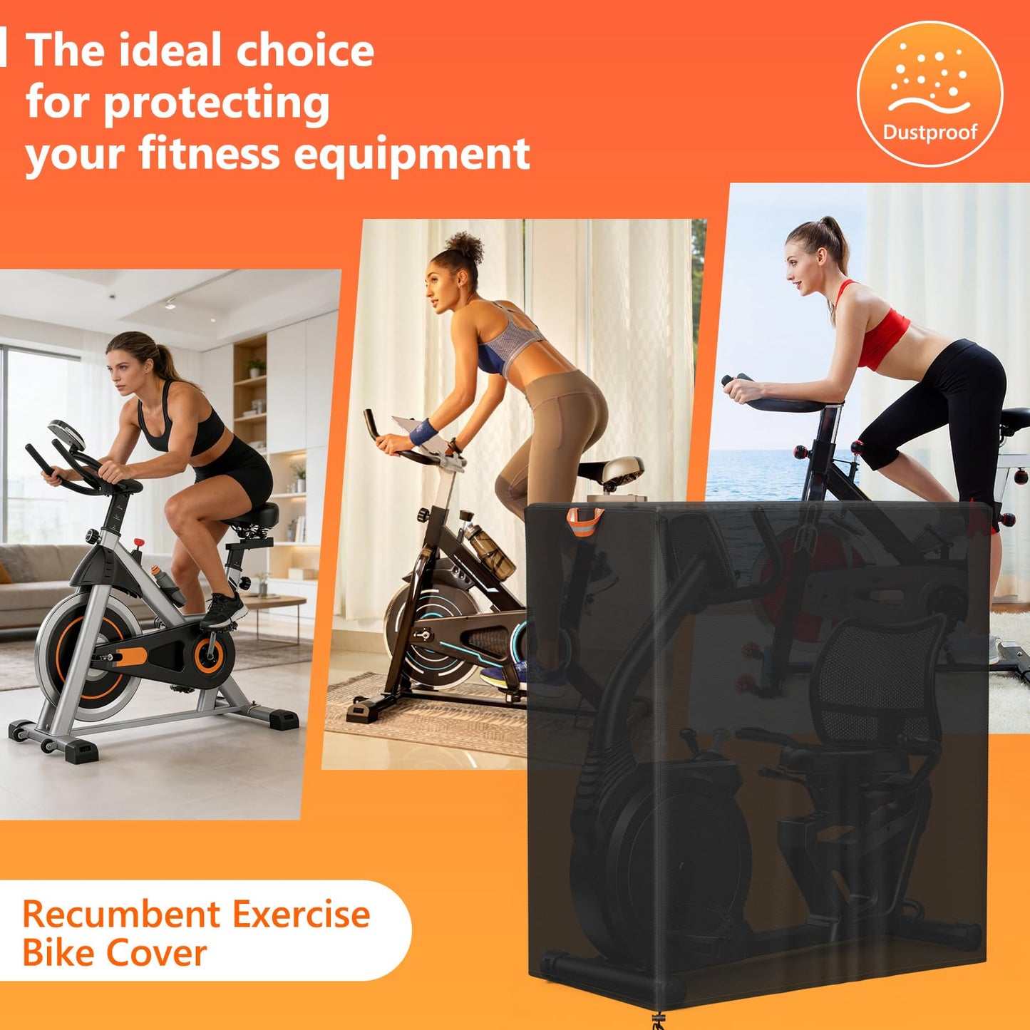 COSHNIBI Recumbent Exercise Bike Cover, Waterproof & Dustproof Cover for Recumbent Cross Trainer Stepper, Elliptical Exercise Machine Covers, 50"L x 27"W" x 47"H, All-Weather Indoor and Outdoor Use