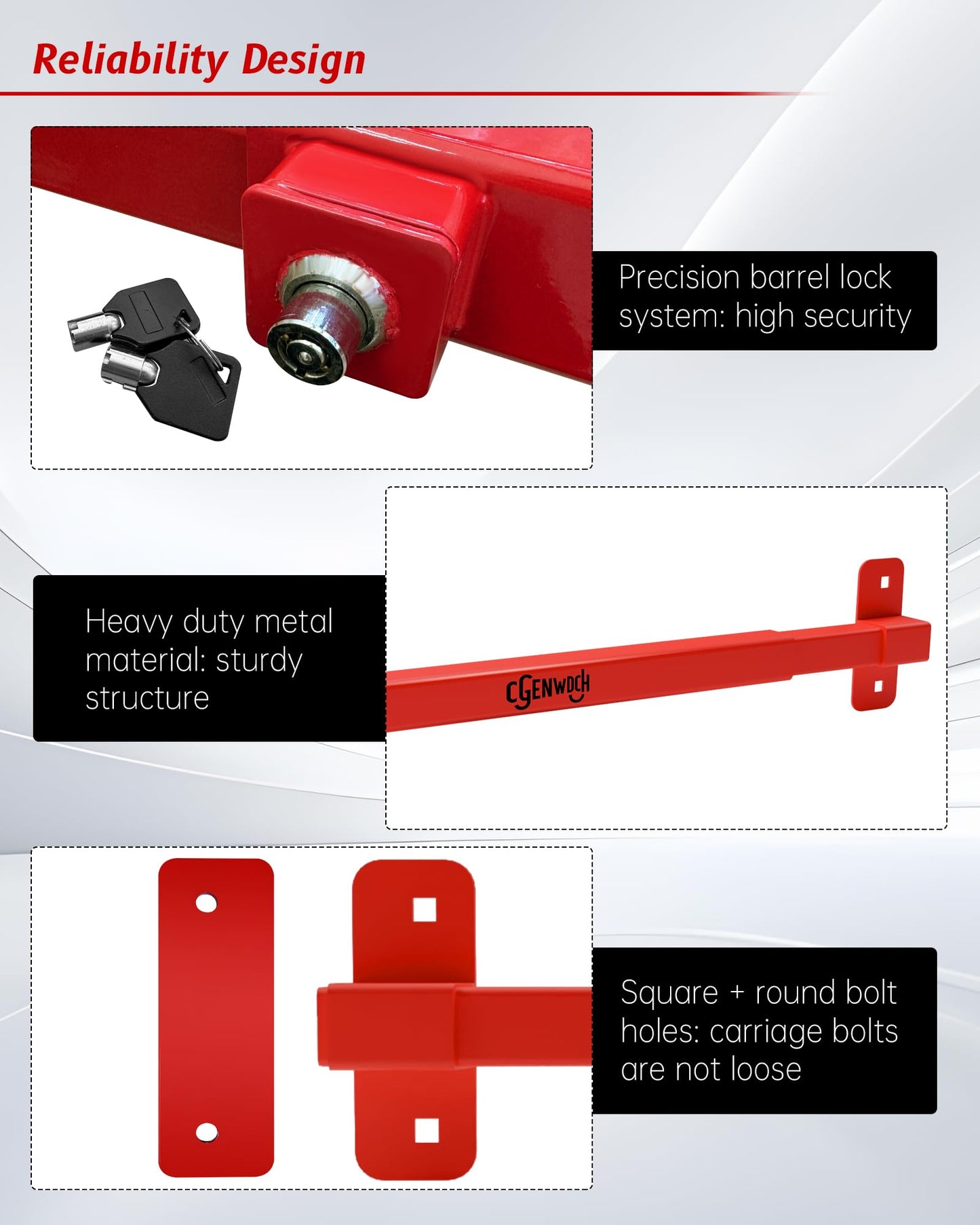 Adjustable Door Security Lock Bar, Commercial Shed Outswing Door Security Bar Fit for 32" to 42" Exterior Opening Door, Anti-Theft Barricade Lock for Jobsite Office, Warehouse, Trailer Door