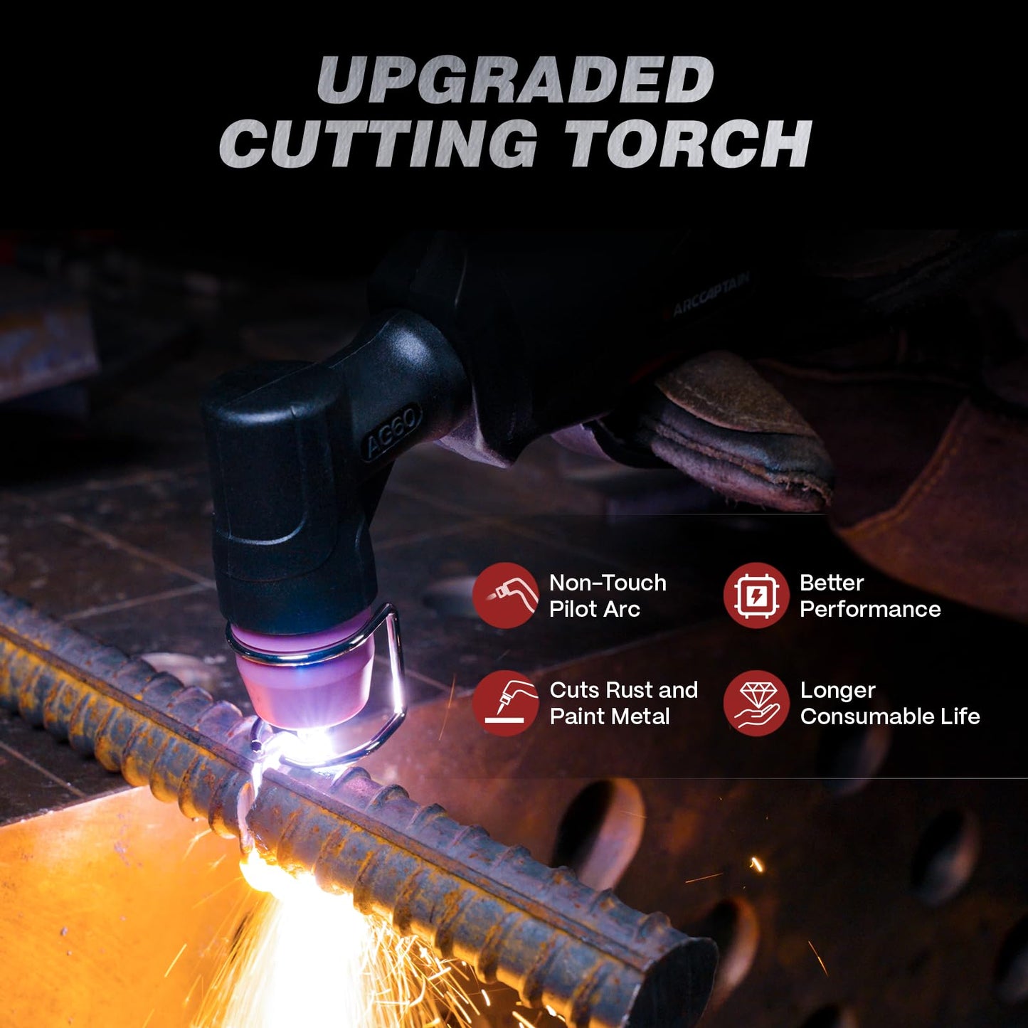 ARCCAPTAIN 60A Plasma Cutter with Plate Cutting, Expanded Metal Cutting, Rust Removal + Internal Control Welding Helmet