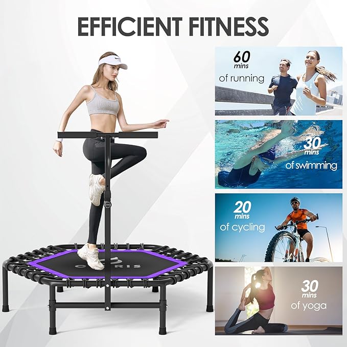 CLORIS 45'' Rebounder Trampoline for Adults - Max Load 450lbs, Mini Trampoline with Adjustable Foam Handle Indoor/Outdoor Fitness Body Exercise